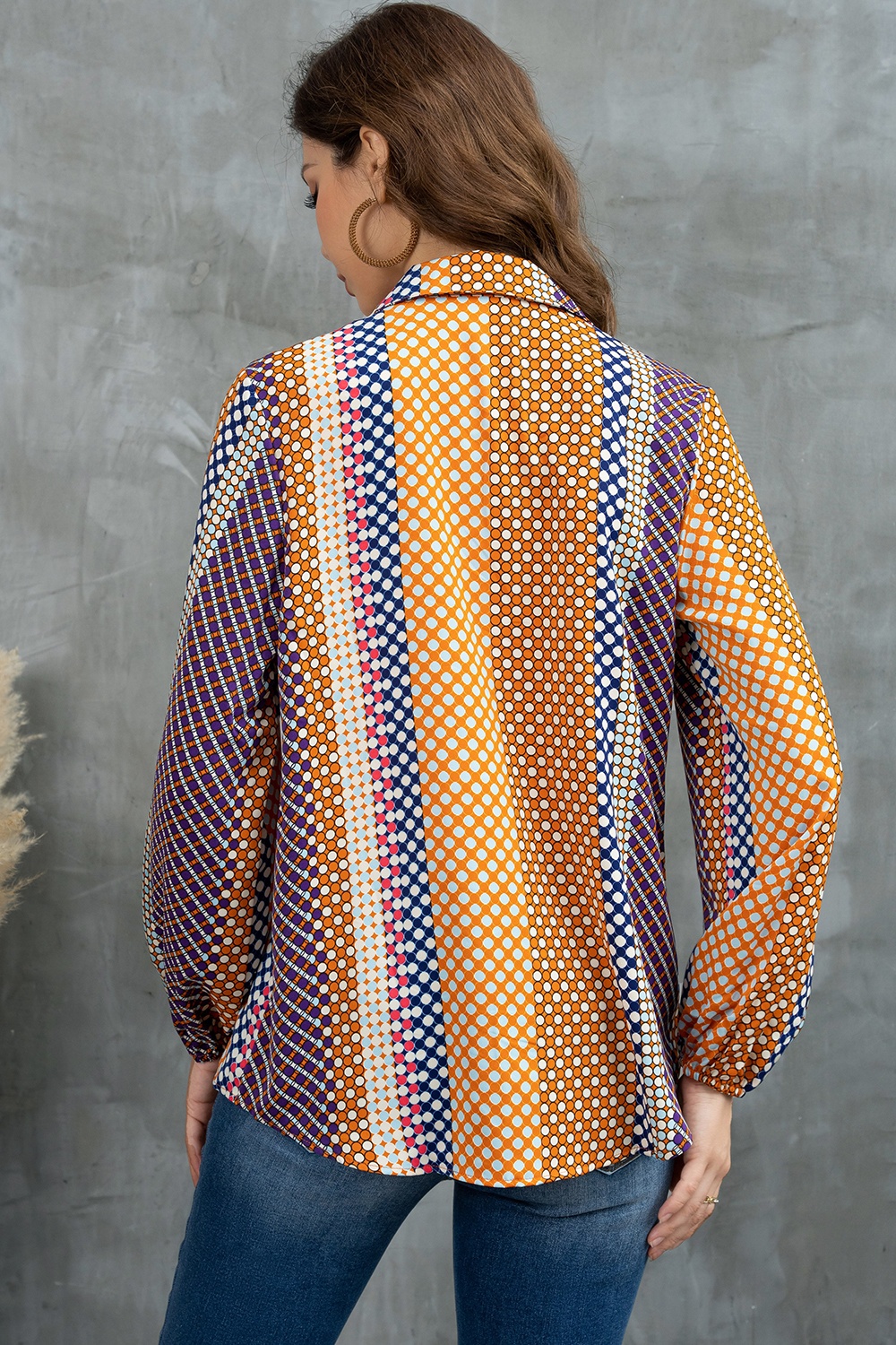 Printed Collared Neck Long Sleeve Shirt