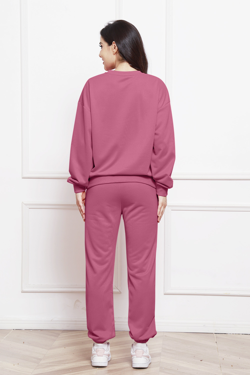 Round Neck Long Sleeve Sweatshirt and Pants Set