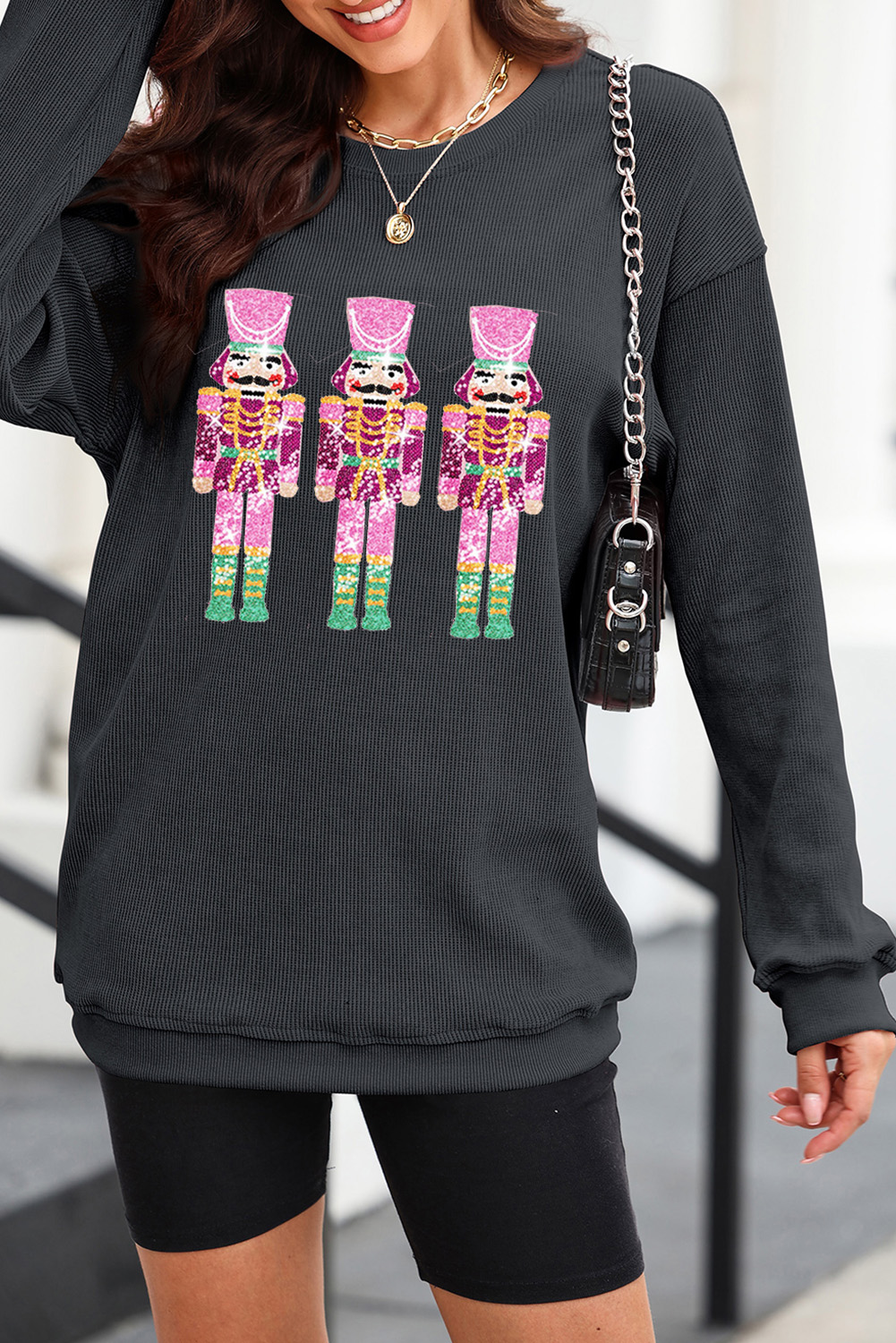 Nutcracker Round Neck Long Sleeve Sweatshirt