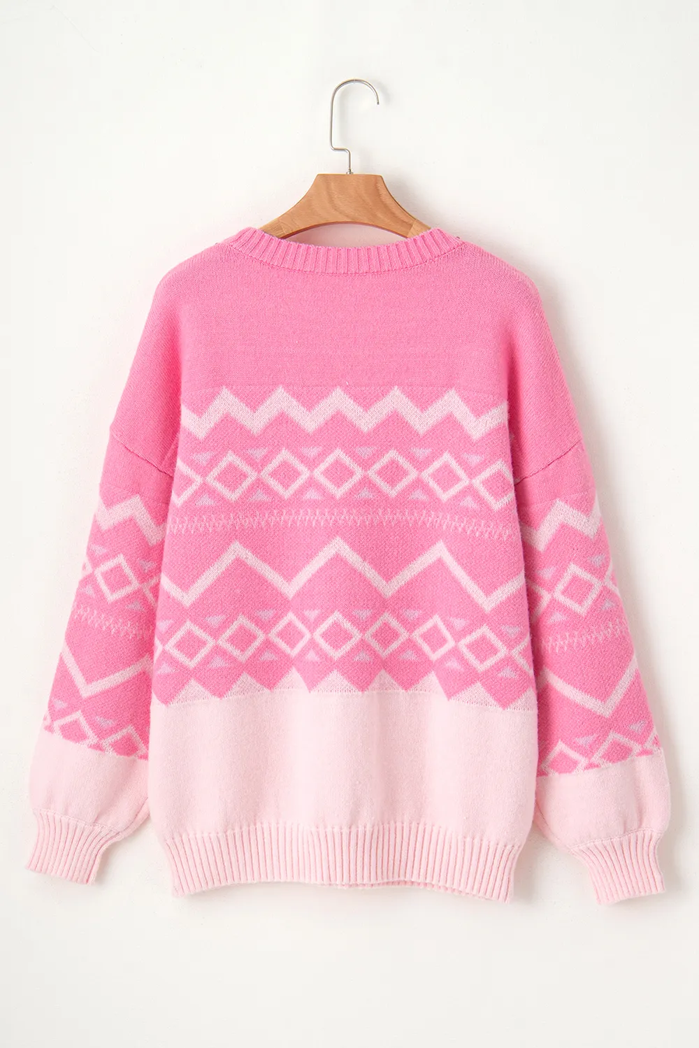 Geometric Drop Shoulder Long Sleeve Sweater - Premium