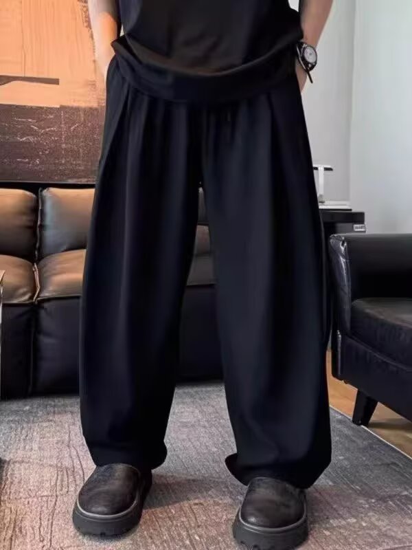 Men's Plus Size Relaxed Wide-Leg Drawstring Pants