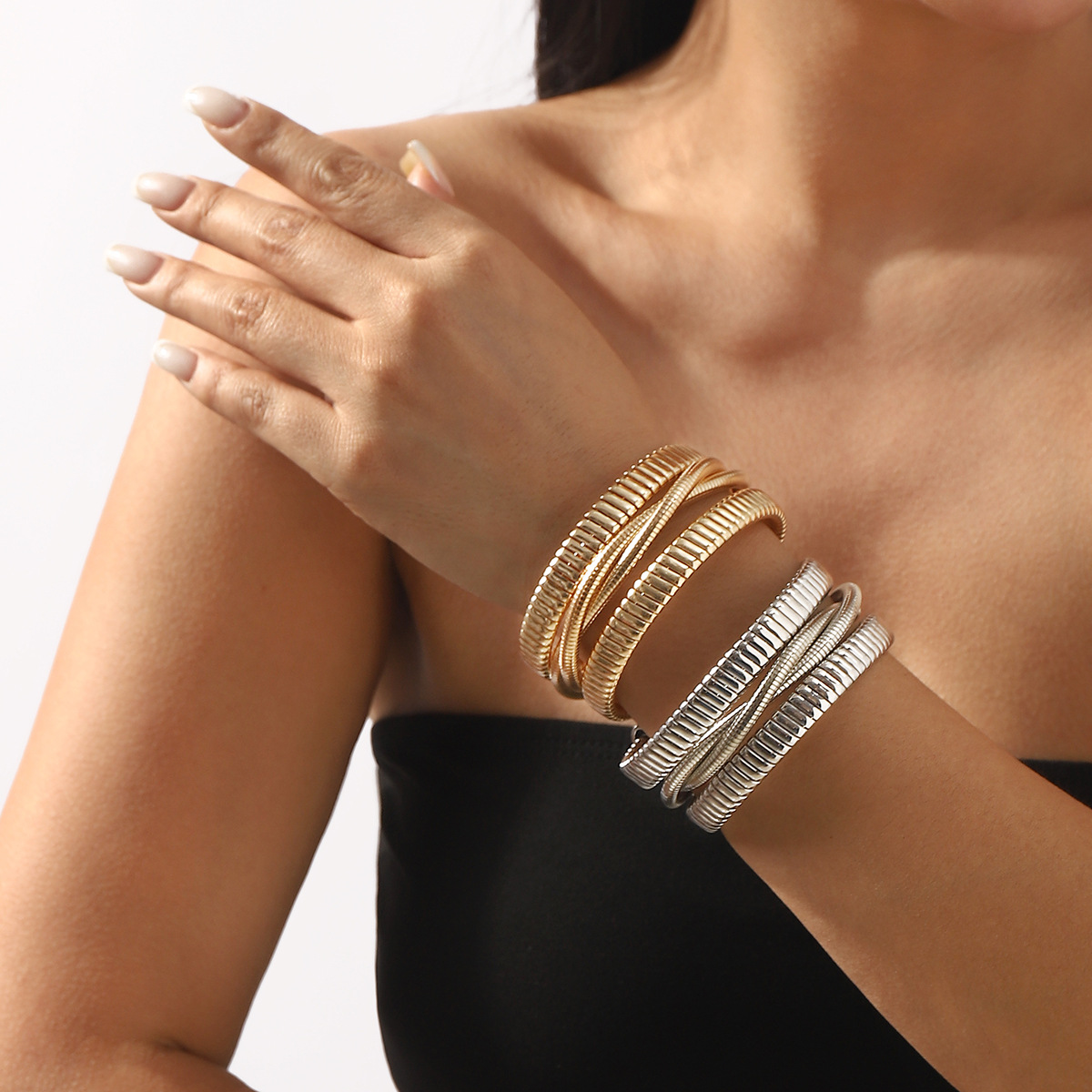 Multi-Layered Open Bracelet