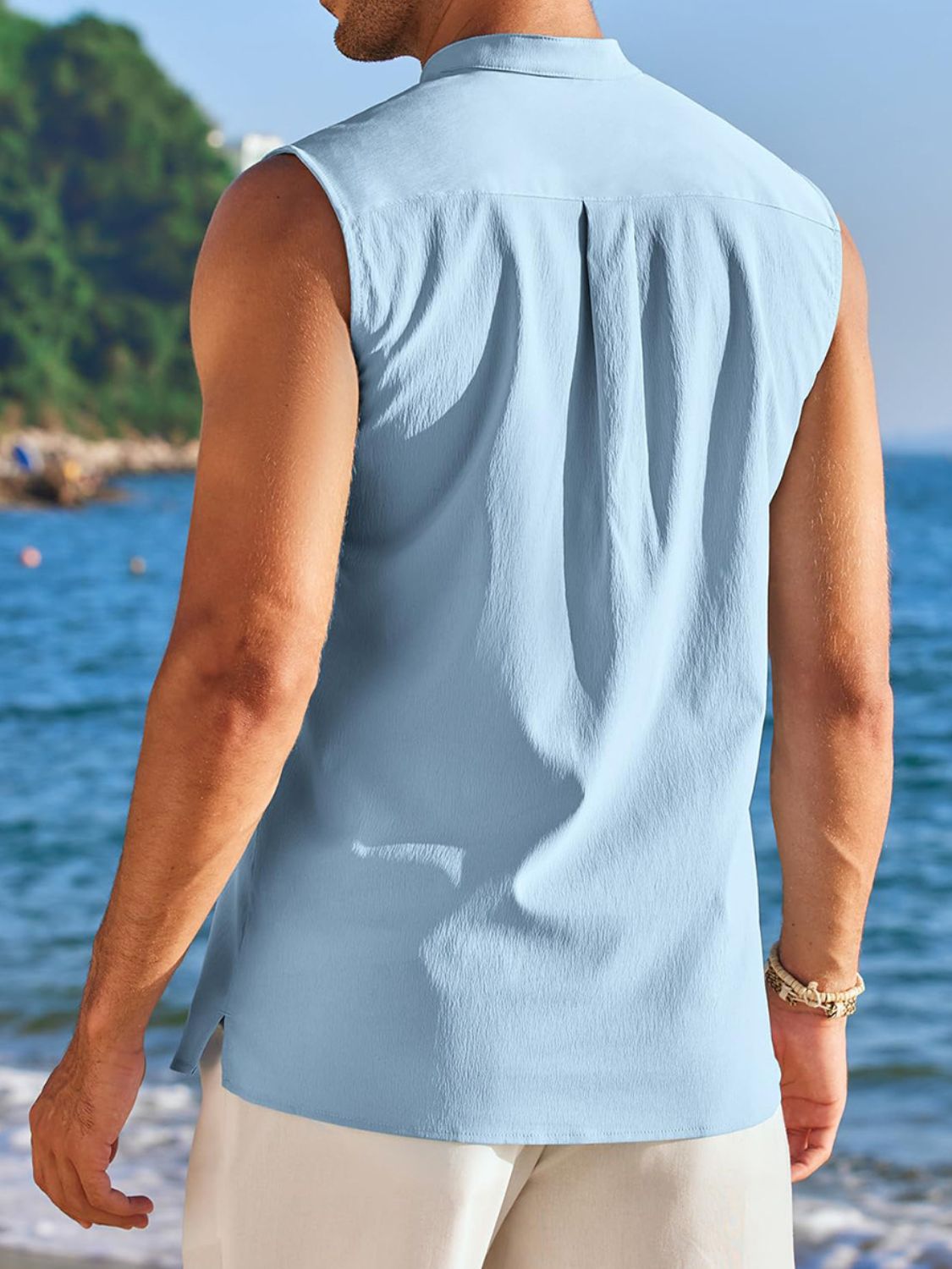 Men's Full Size Button Detail Tank Plus Size