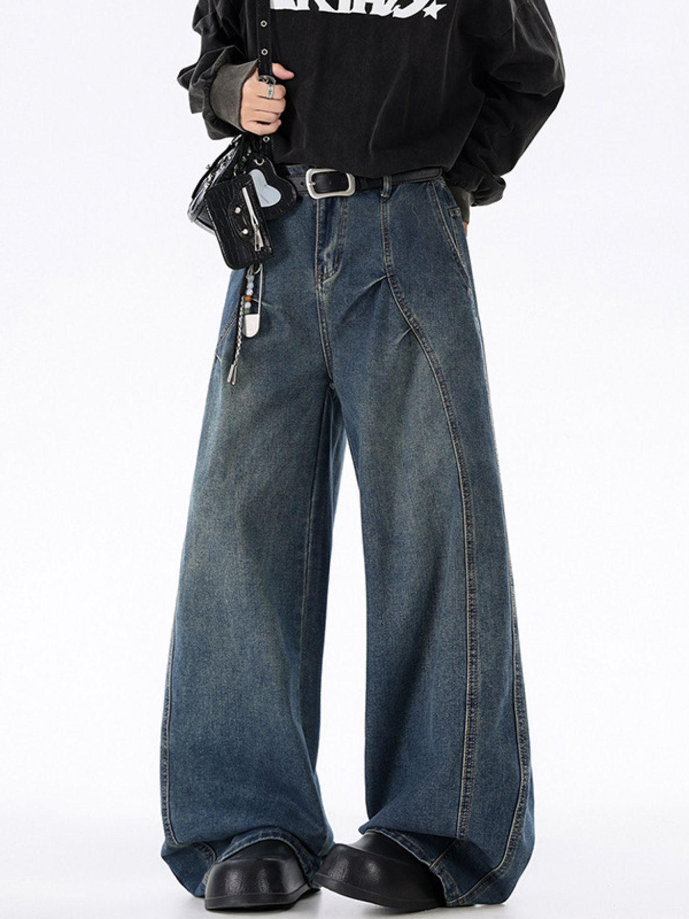 Men's Wide-Leg High-Waist Baggy Jeans