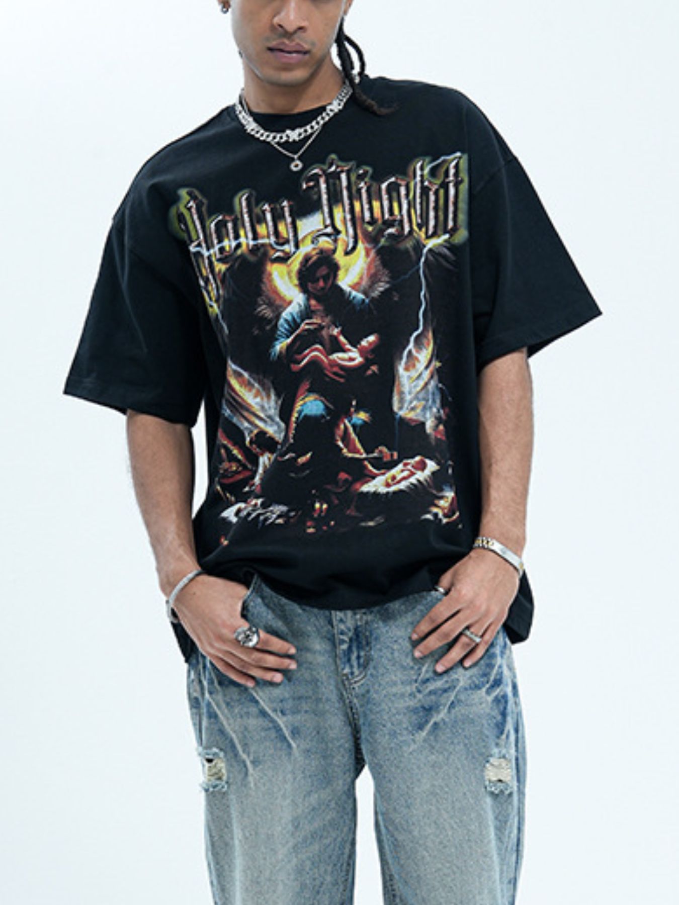 Men's Graphic Round Neck Oversized T-Shirt