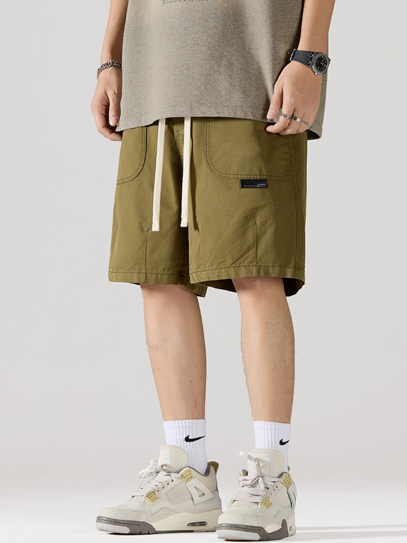Men's Full Size Cargo Drawstring Shorts Plus Size