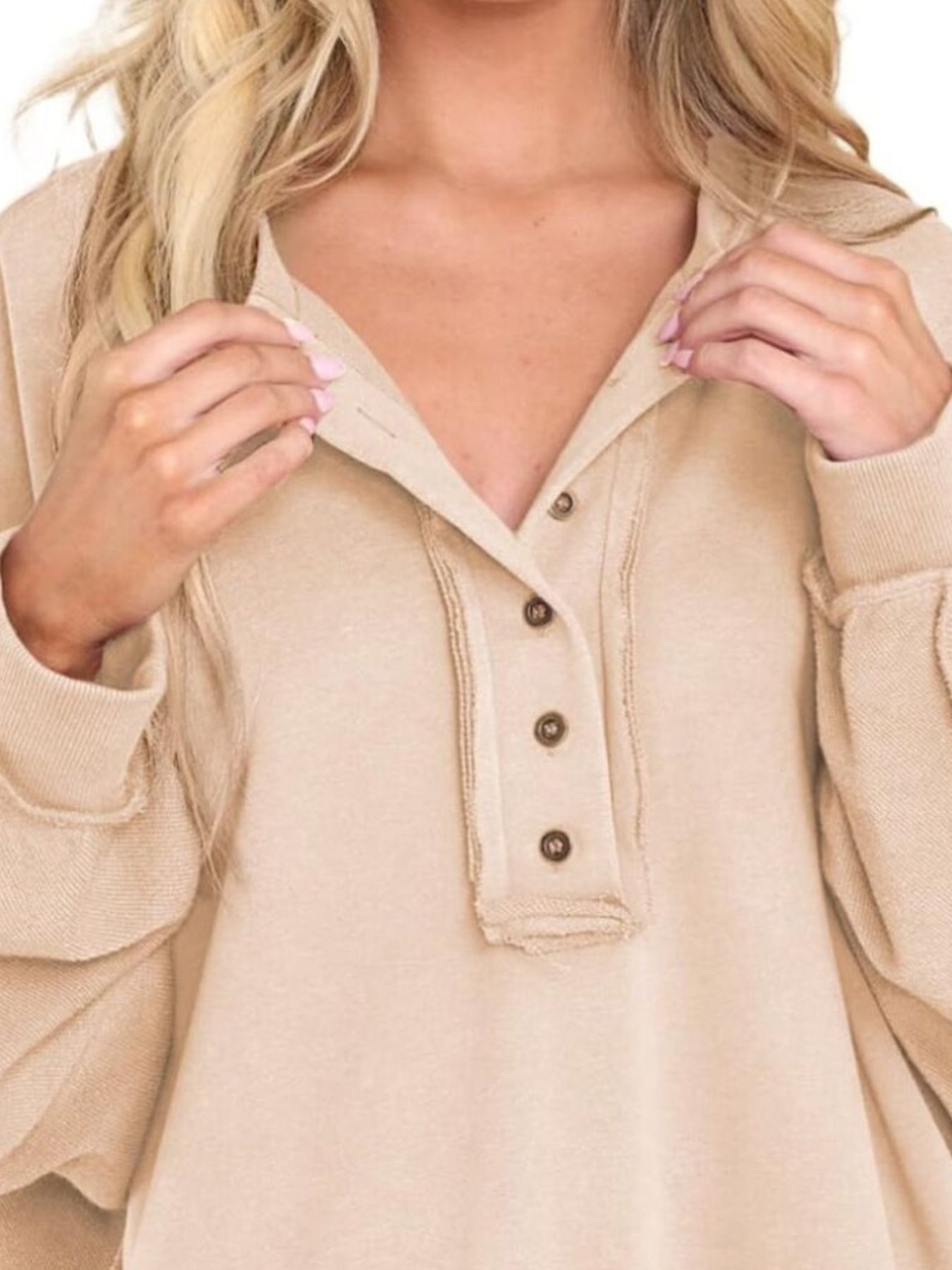 Half Snap Long Sleeve Sweatshirt