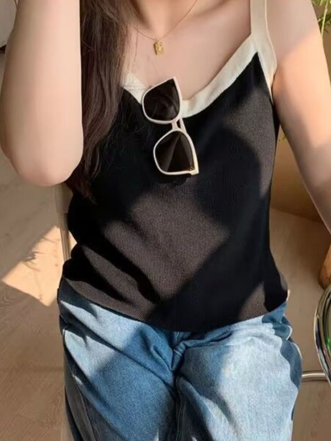 Contrast Trim Cami Top