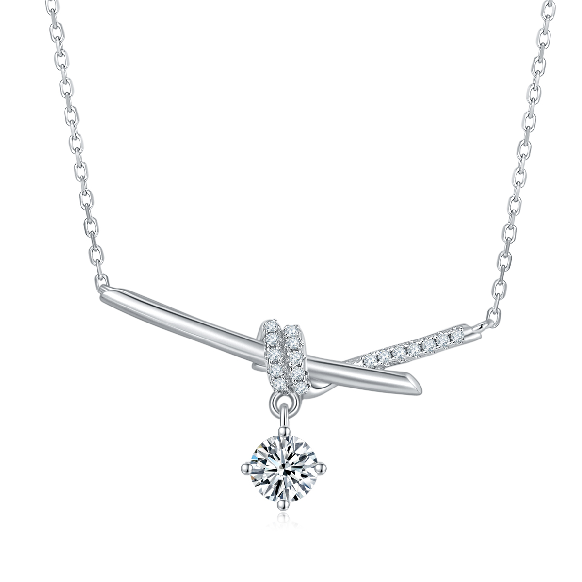 1 Carat Moissanite 925 Sterling Silver Pendant Necklace