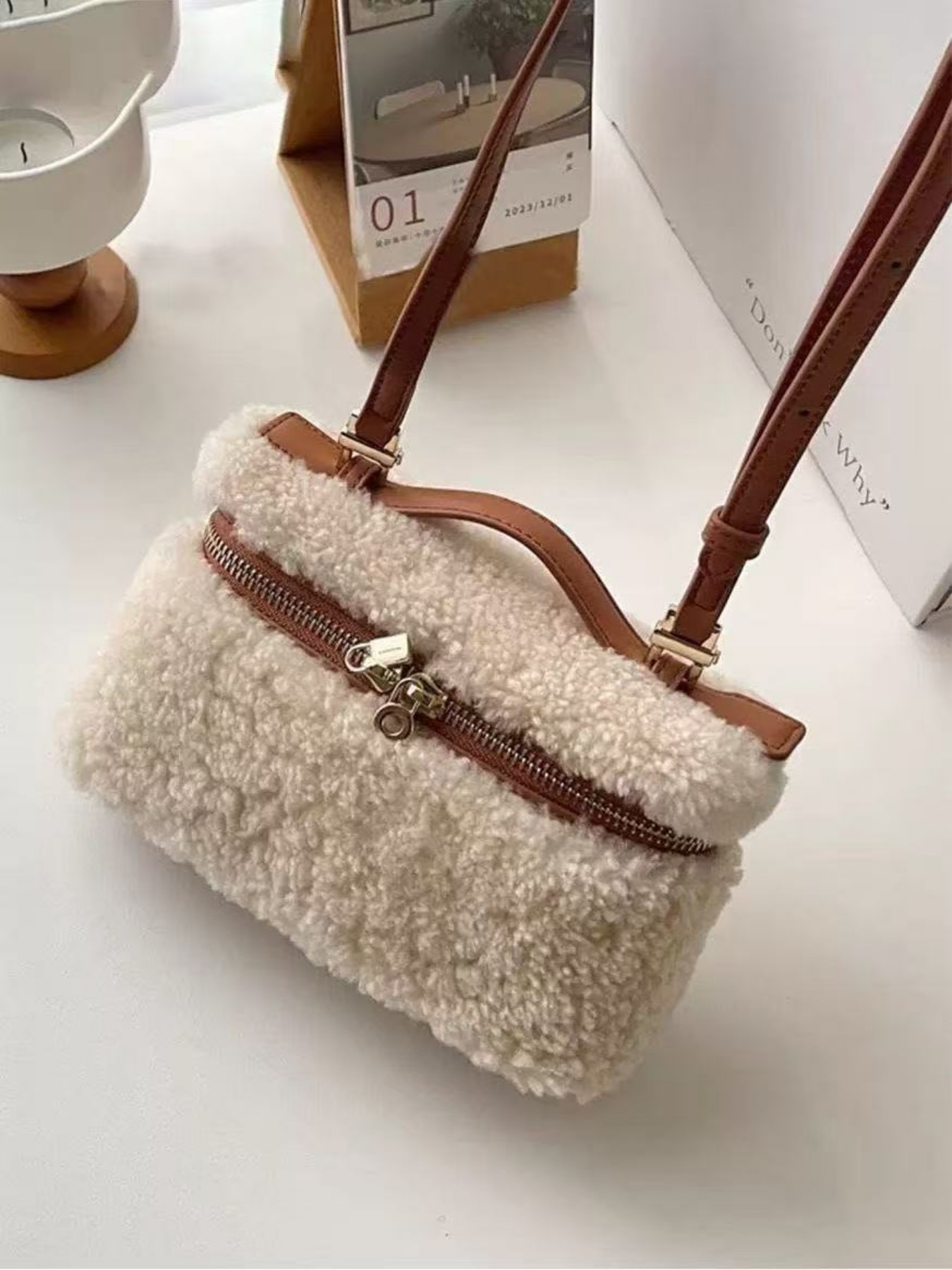 Lamb Wool Crossbody Bag