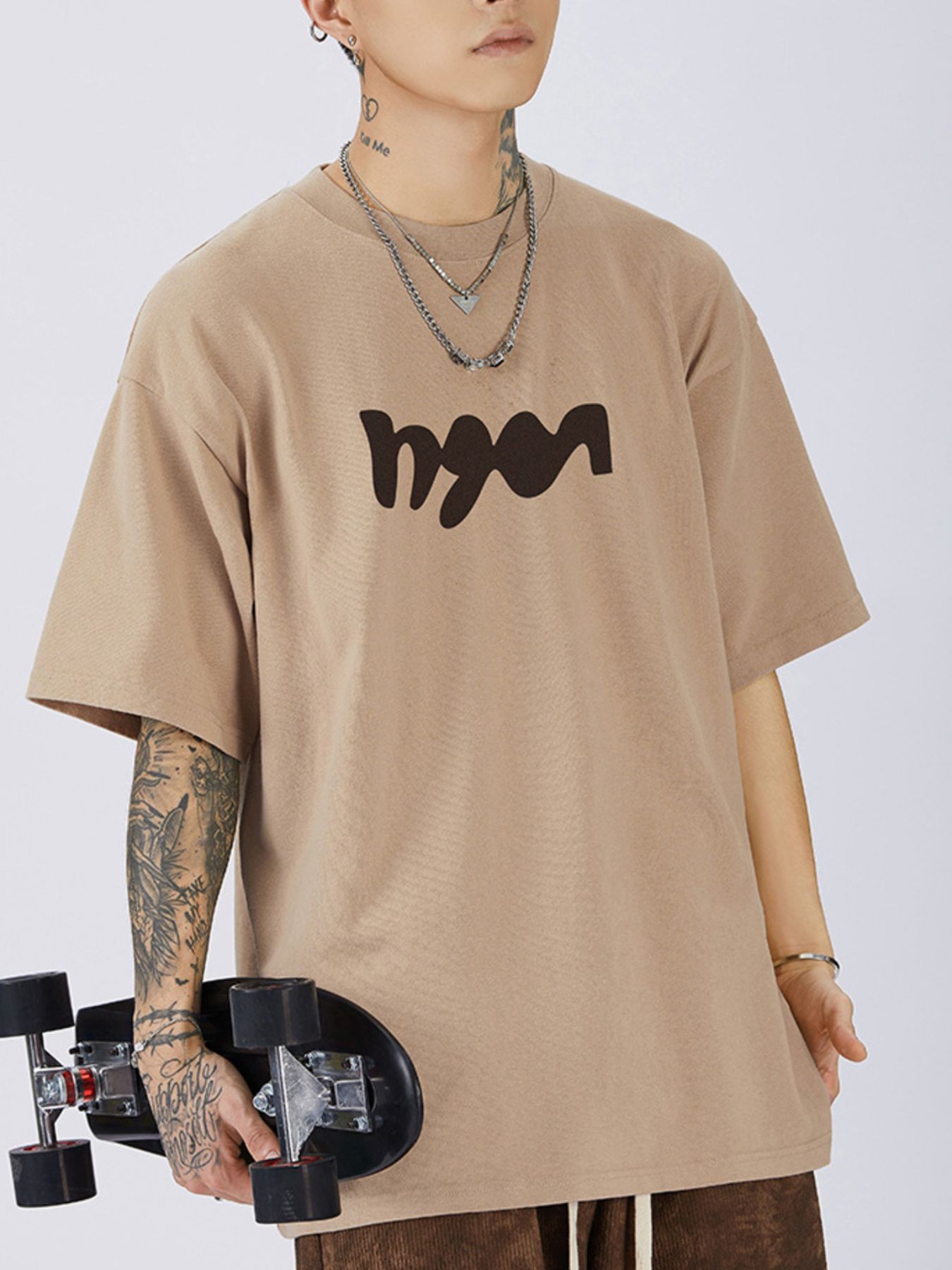 Men's Full Size Round Neck Letter Graphic T-Shirt Plus Size