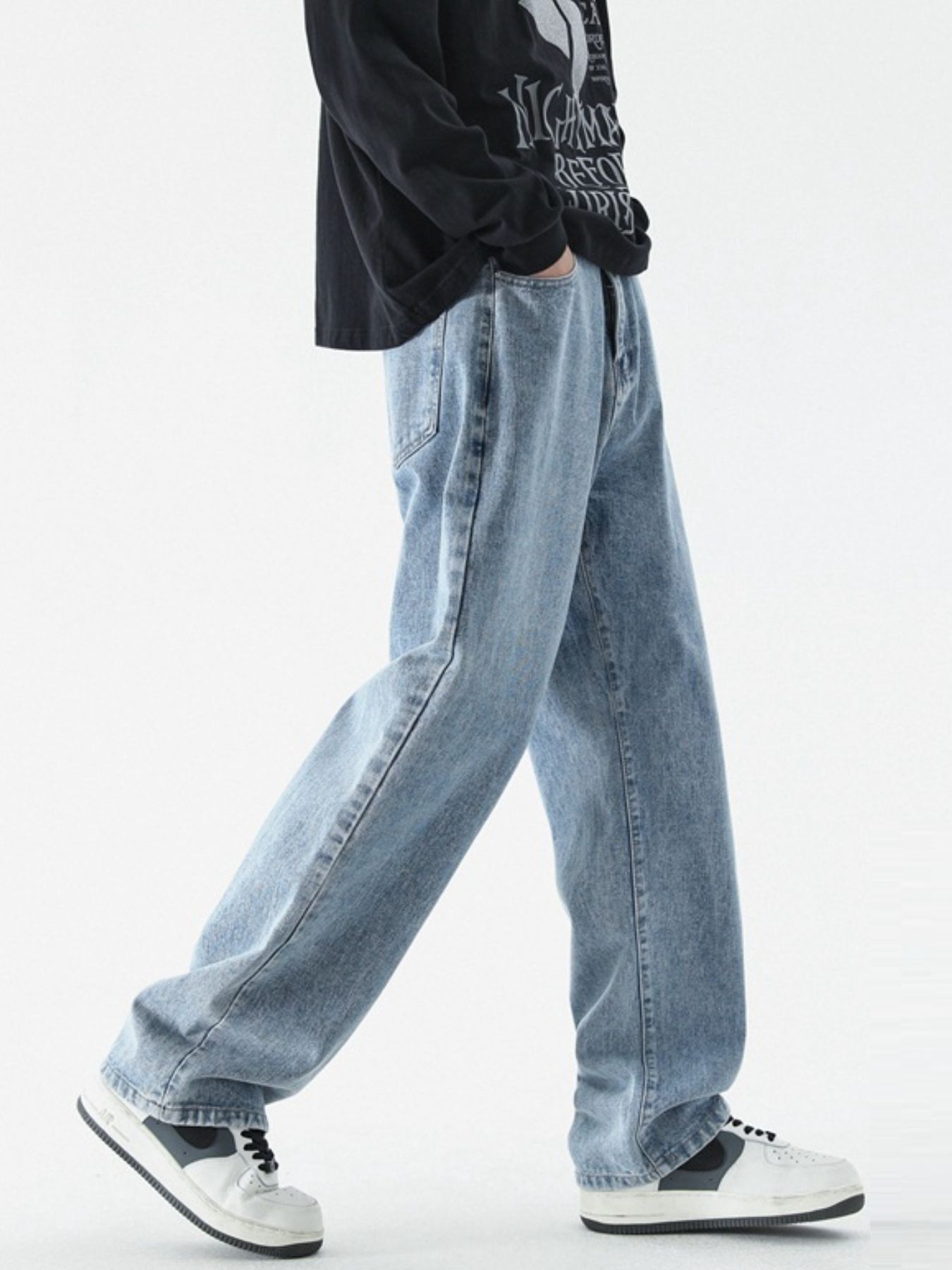 Men's Full Size Loose Fit Wash Jeans Plus Size