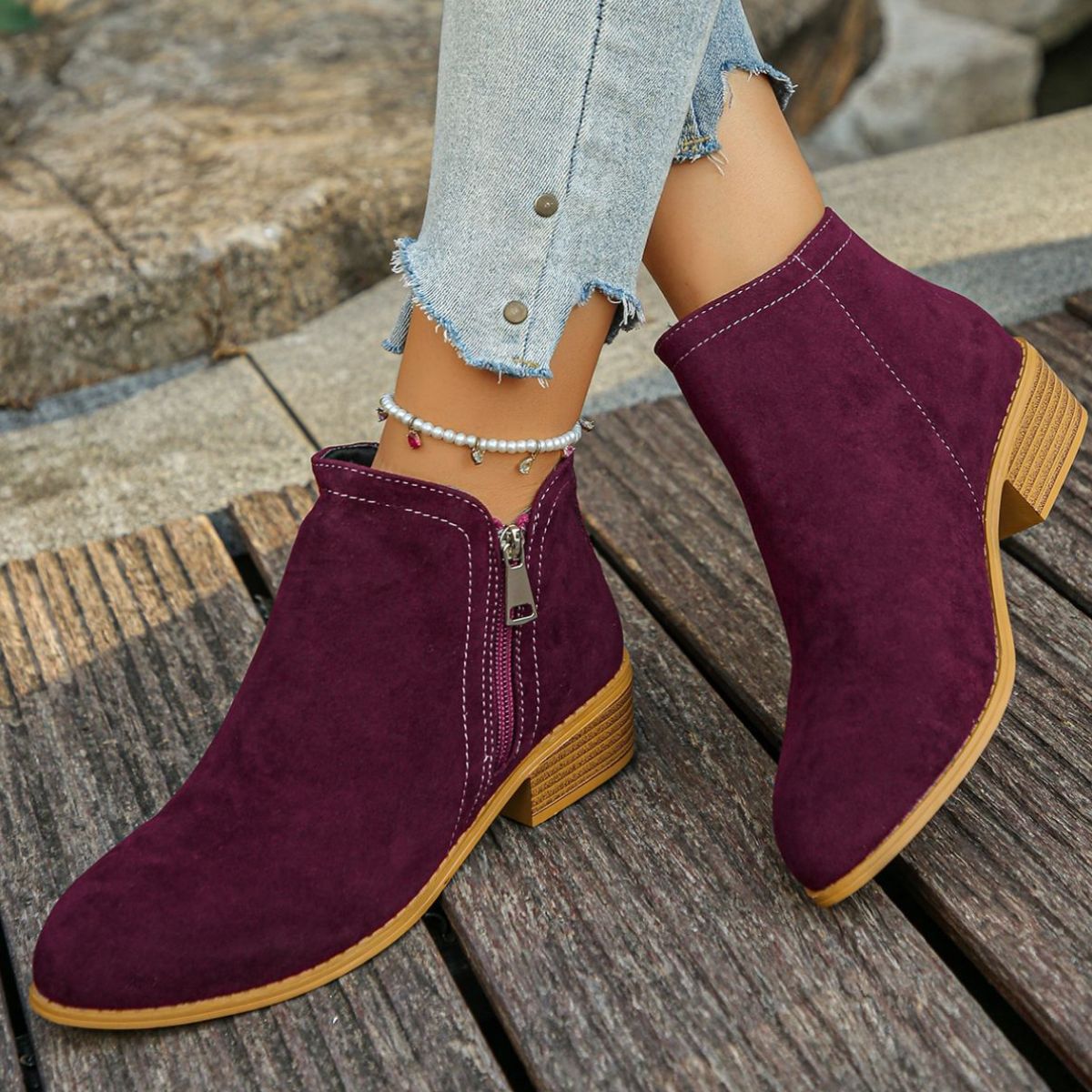 Point Toe Block Heels Boots
