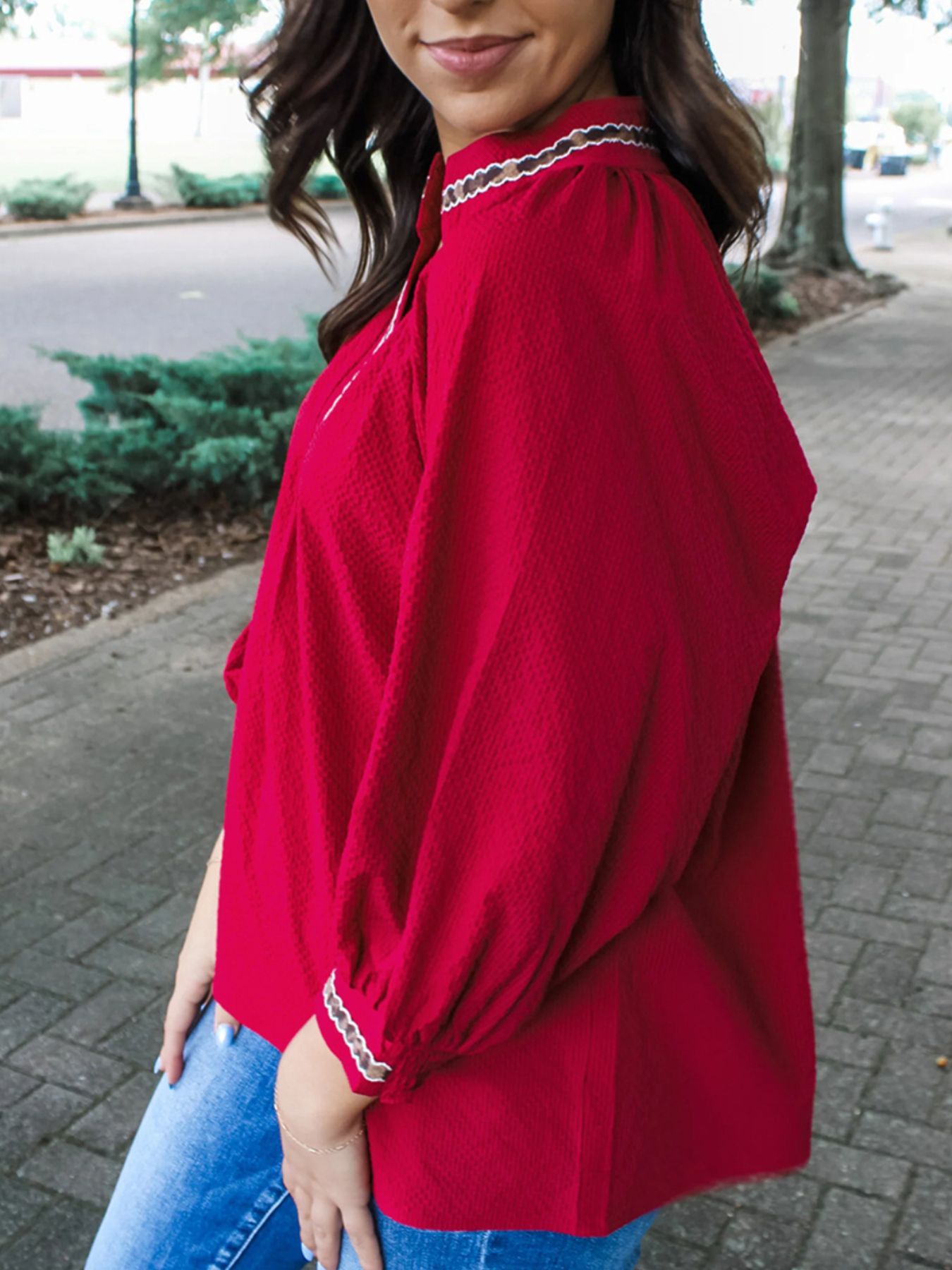 Leopard Notched Long Sleeve Blouse