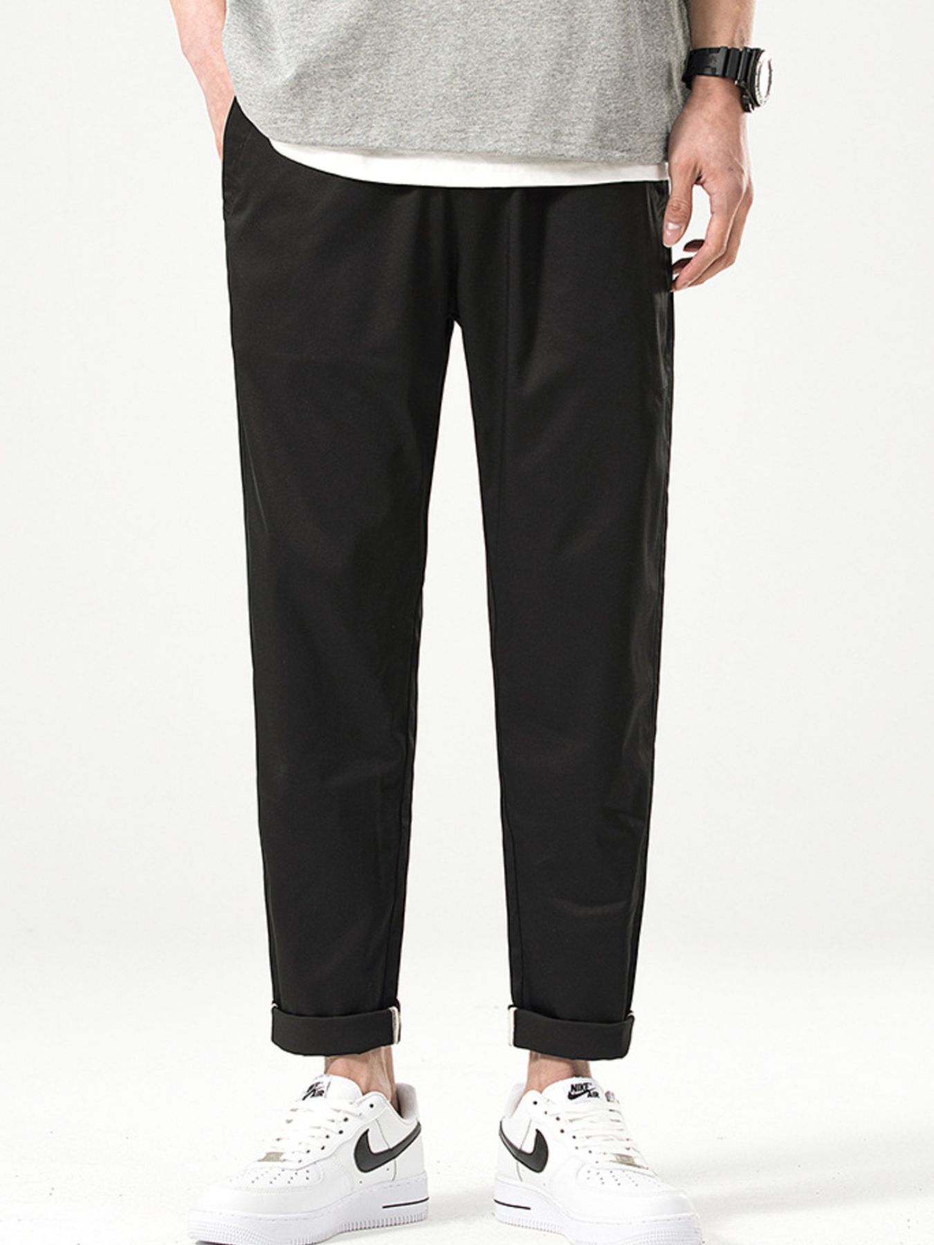 Men's Casual Straight-Leg Cropped Pants