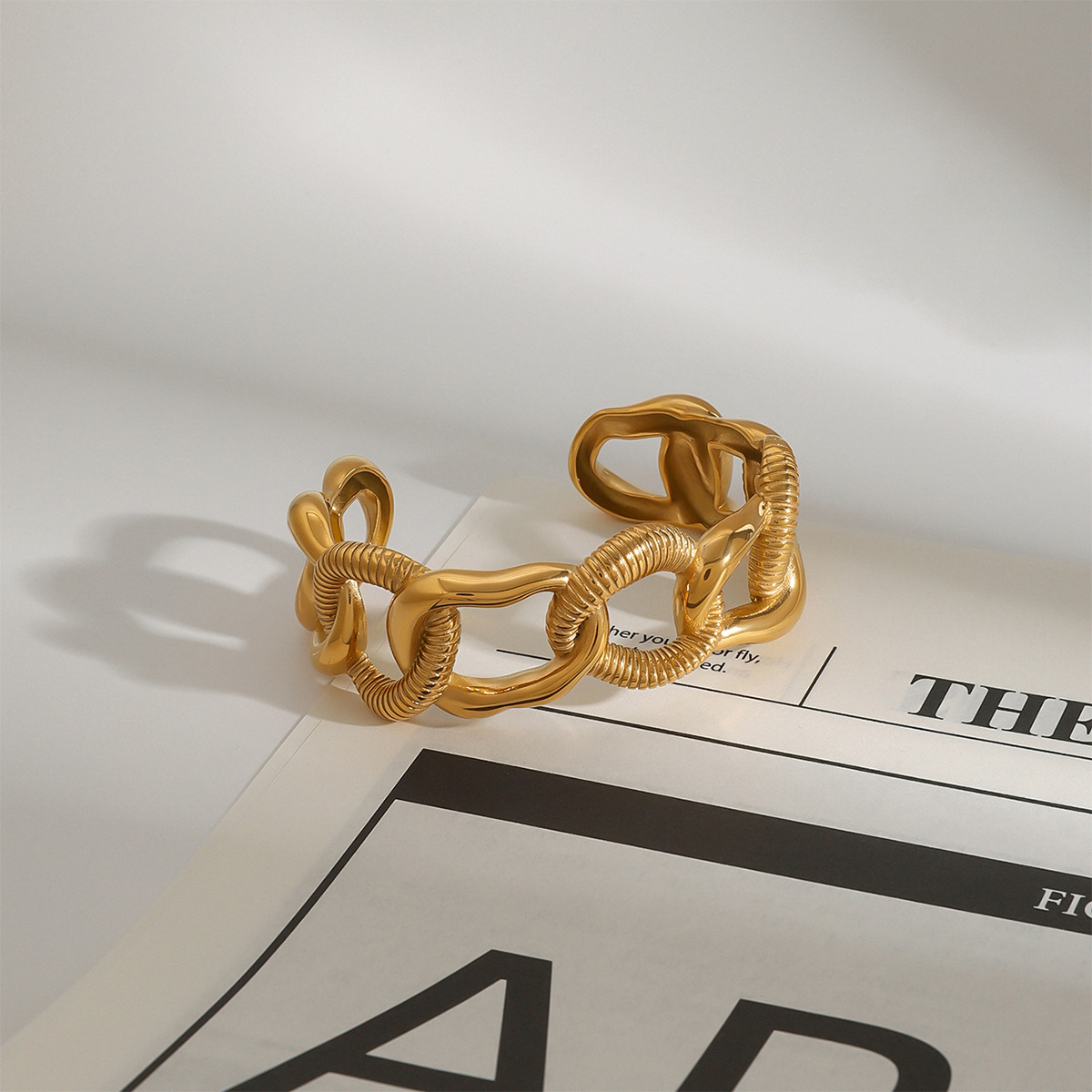 18K Gold-Plated Chain Link Open Bracelet