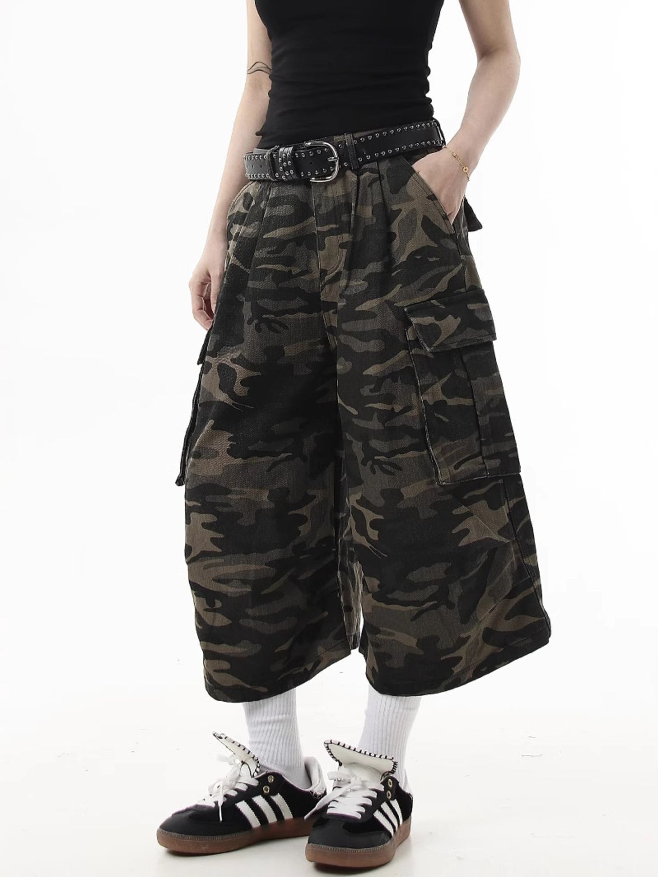 Men's Full Size Camouflage Cargo Denim Shorts Plus Size