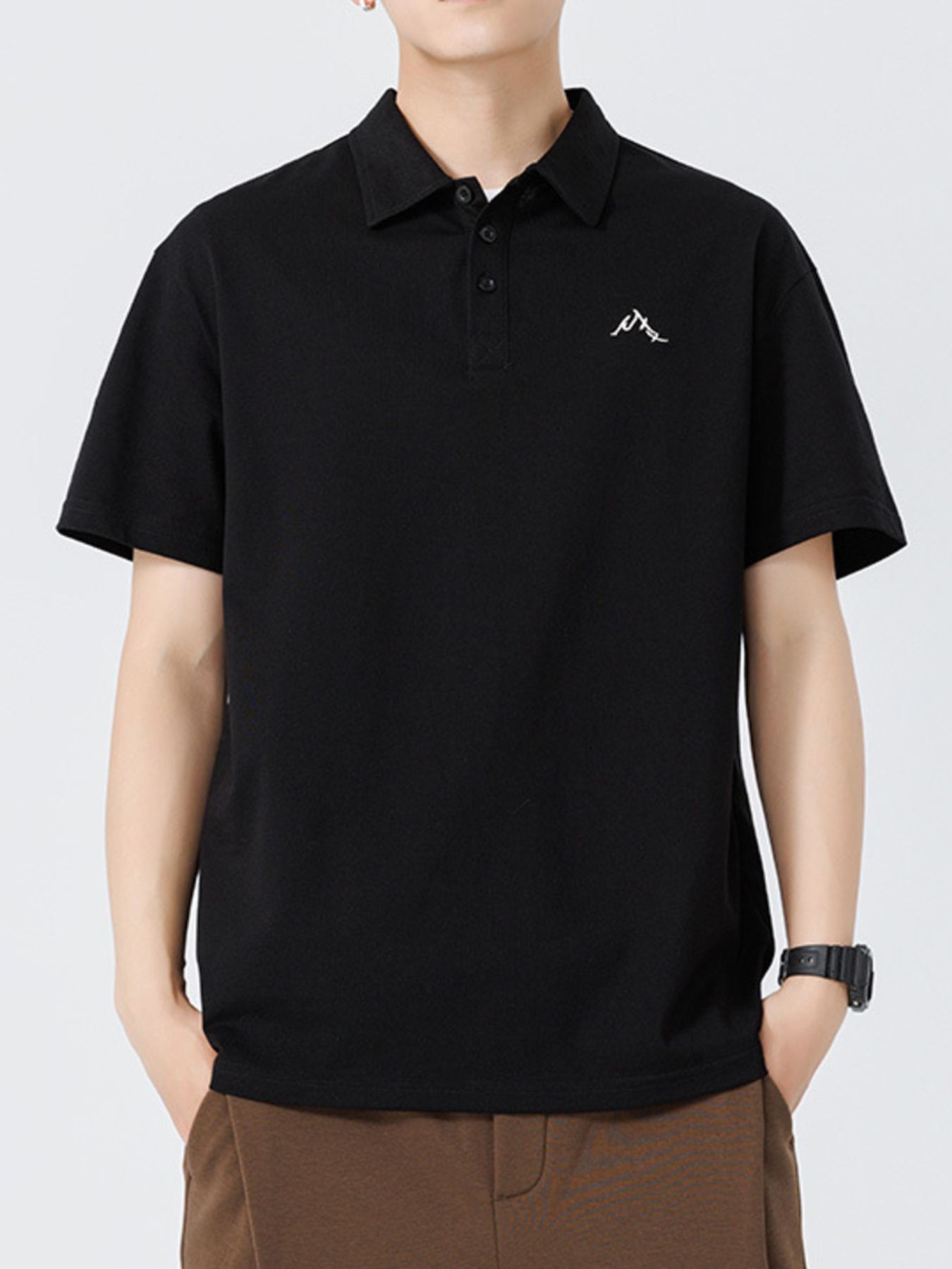 Men's Plus Size Button Detail Short Sleeve Polo