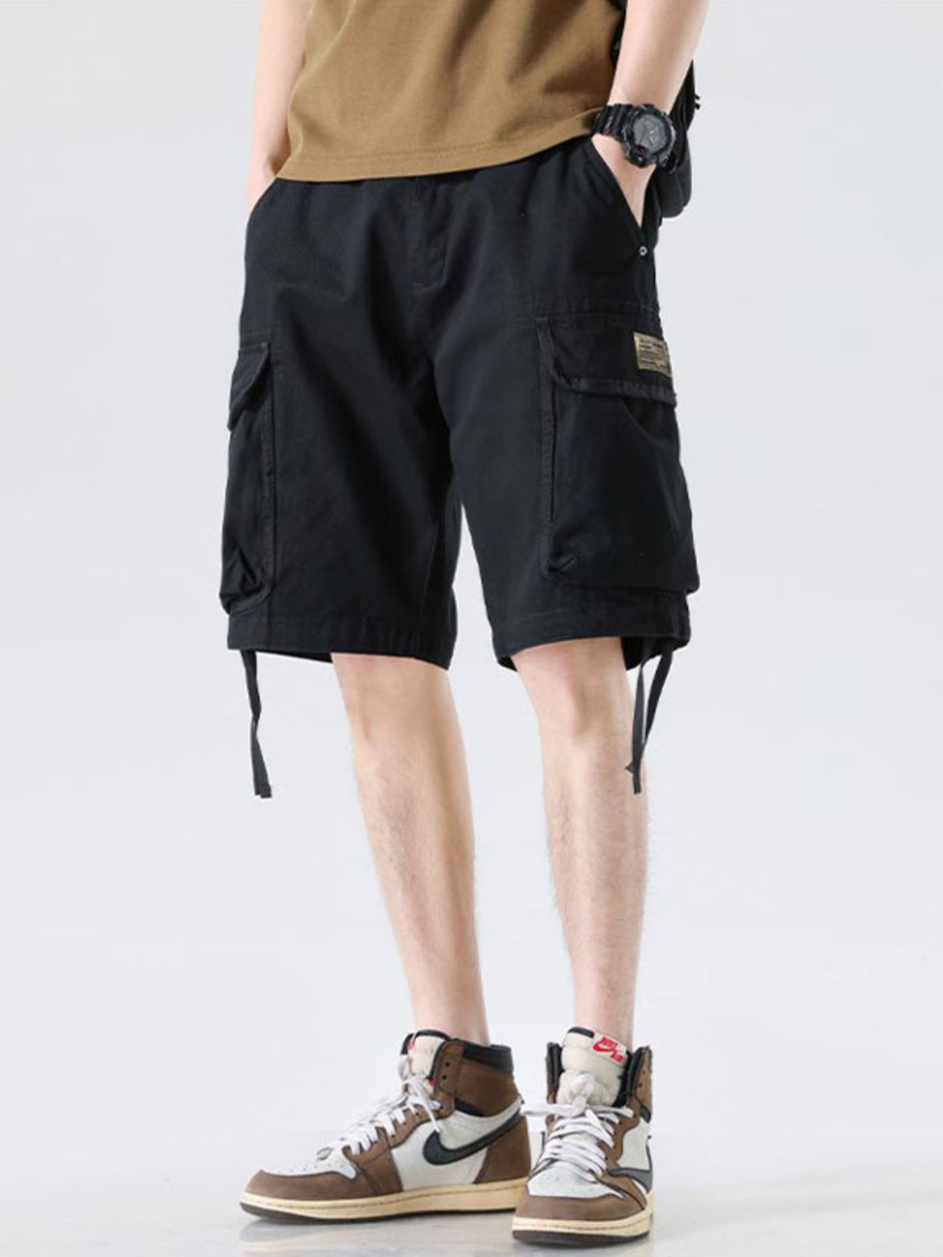 Men's Drawstring Wide Leg Cargo Shorts