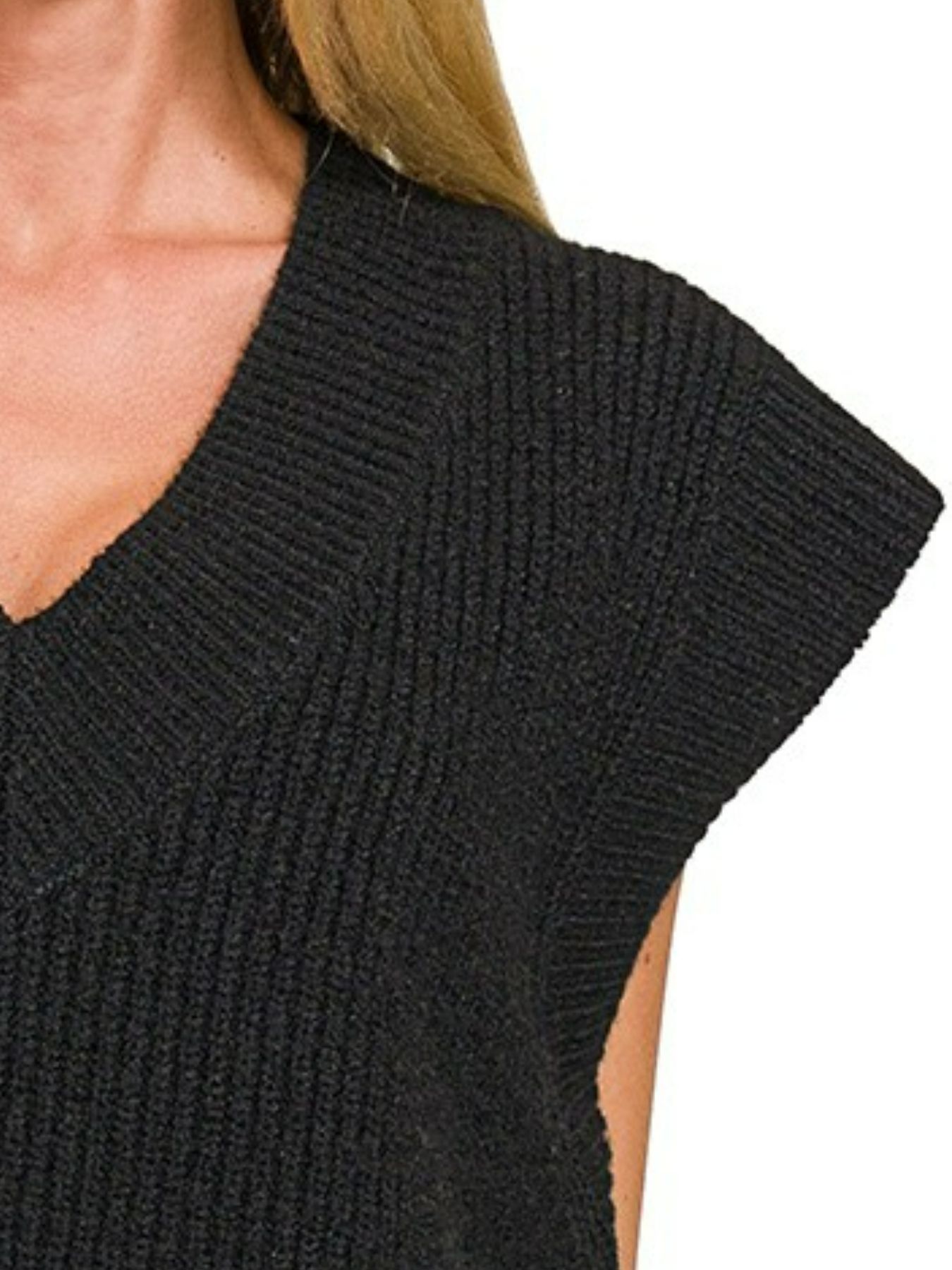 Oversized Sweater Vest with Side Slit