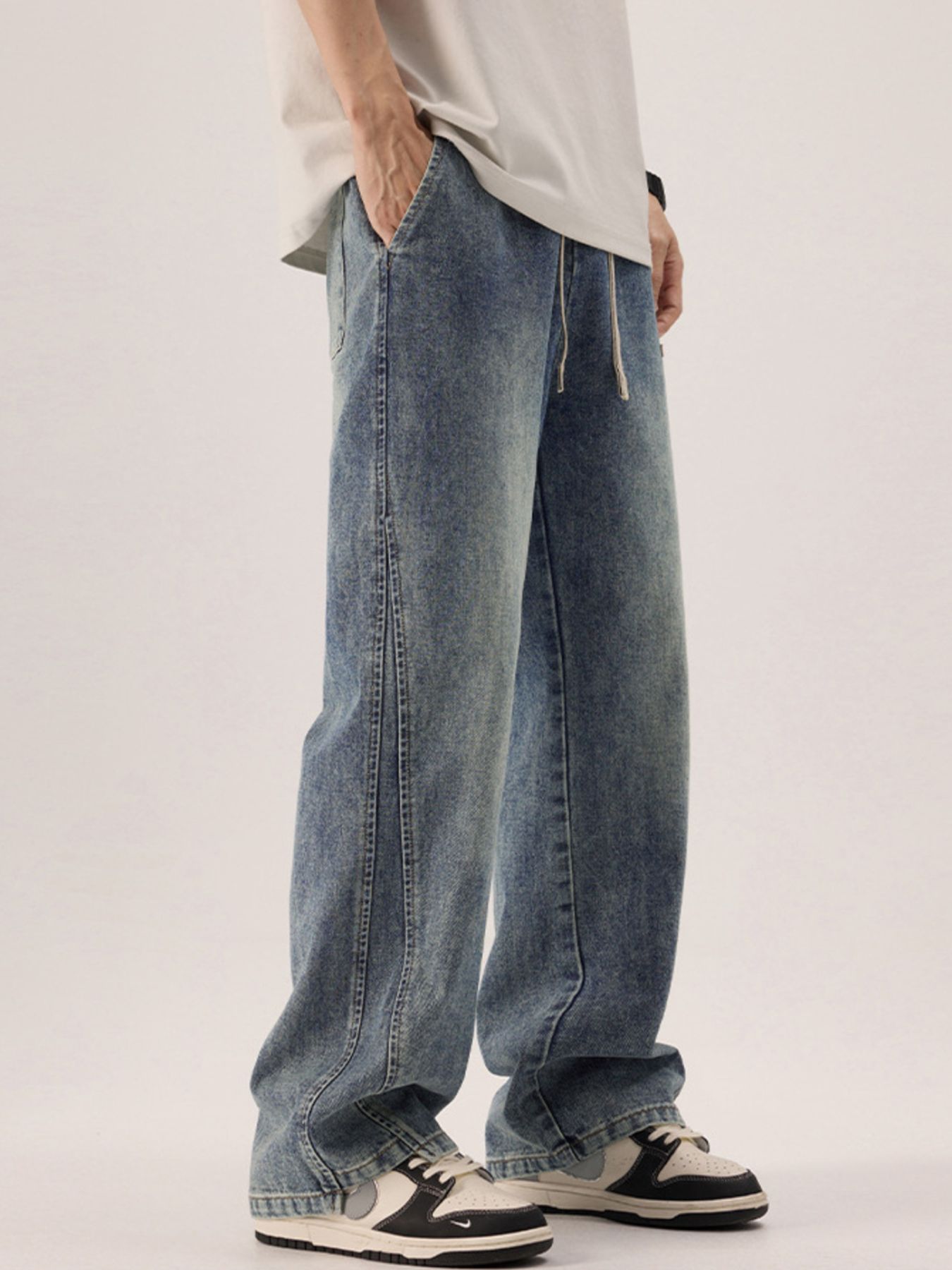 Men's Plus Size Vintage Wash Loose Fit Jeans