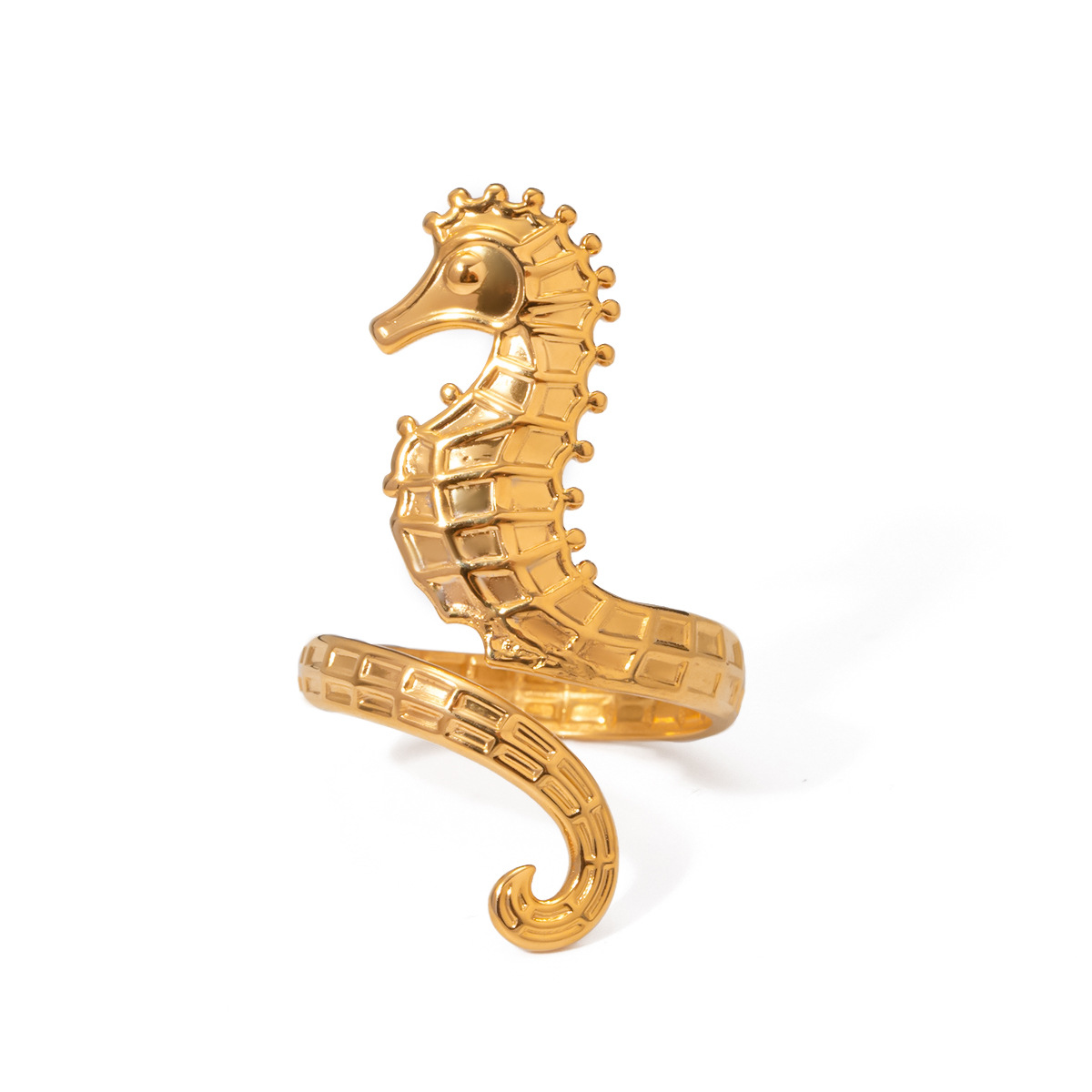 18K Gold-Plated Seahorse Wrap Adjustable Ring