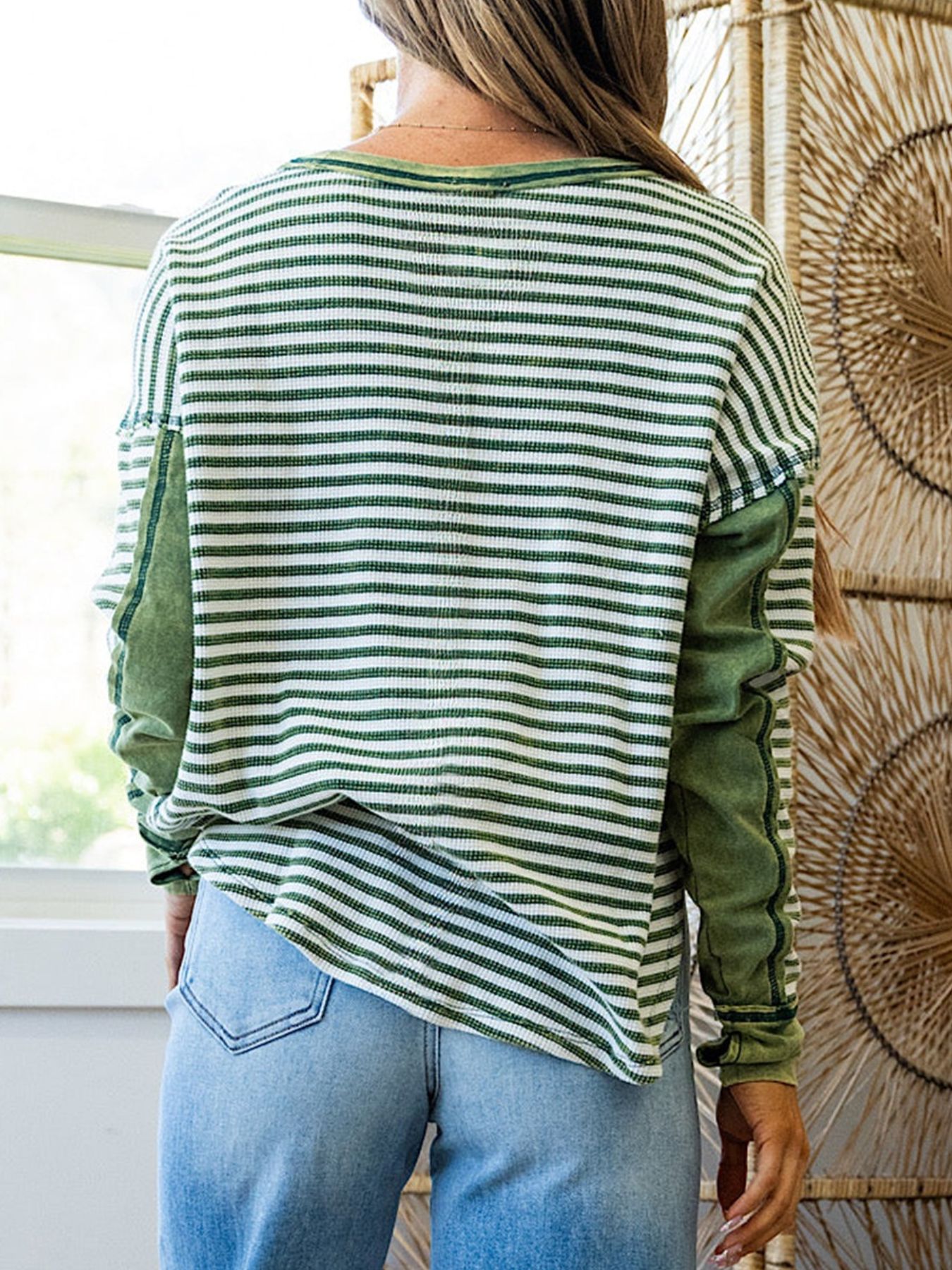 Striped Round Neck Long Sleeve Sweatshirt