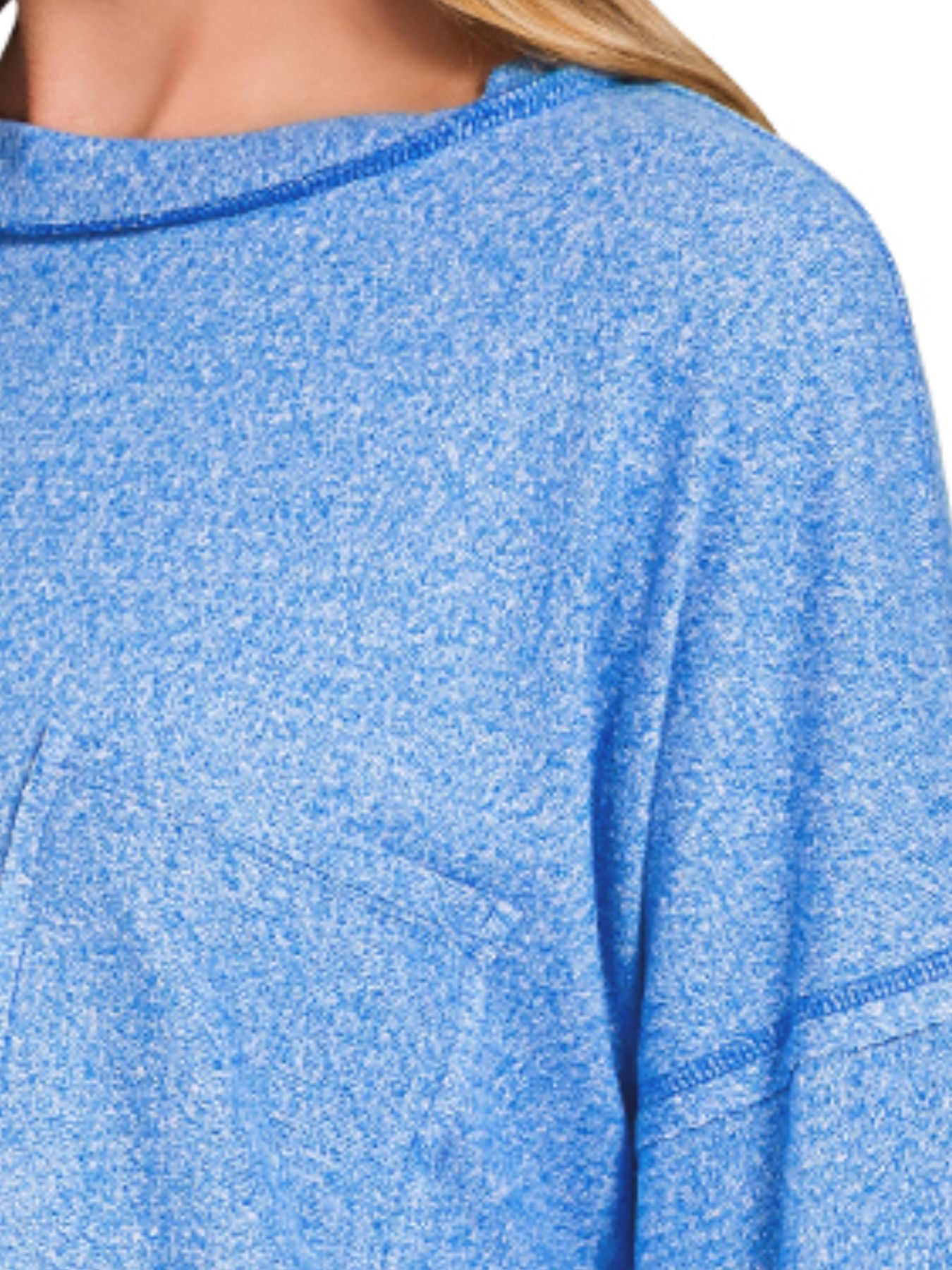 Soft Melange Hacci Round-Neck Long Sleeve T-Shirt