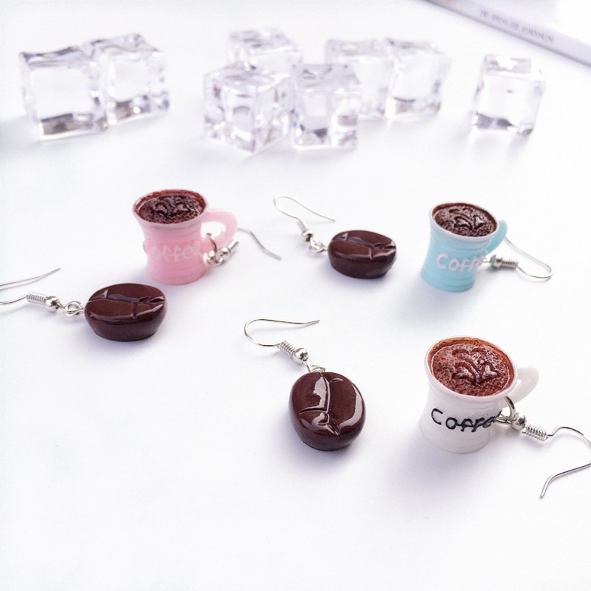 Coffee Bean and Cup Drop Earrings