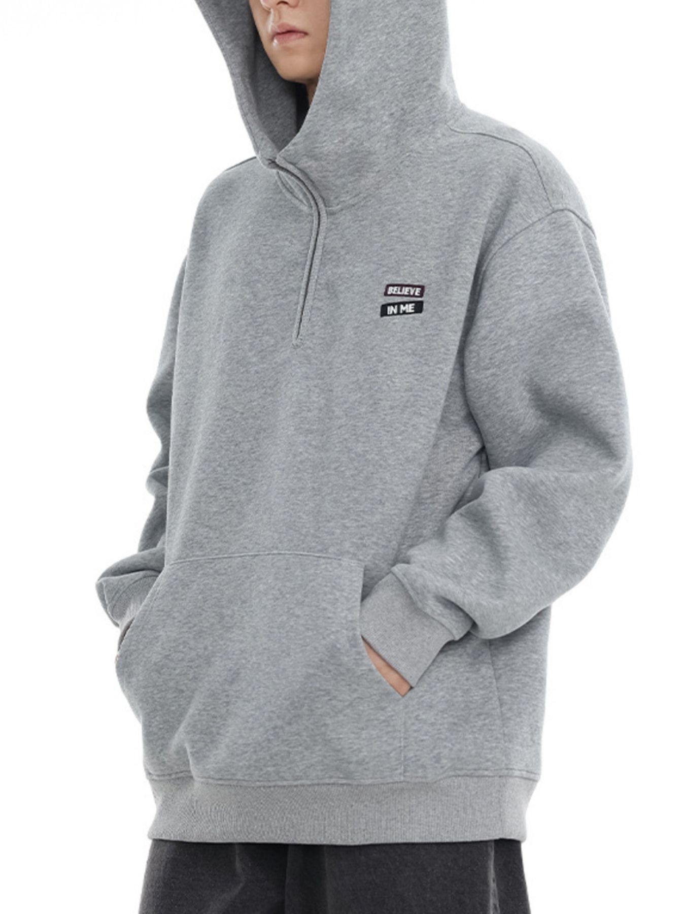 Men's Plus Size Quarter-Zip Long Sleeve Hoodie