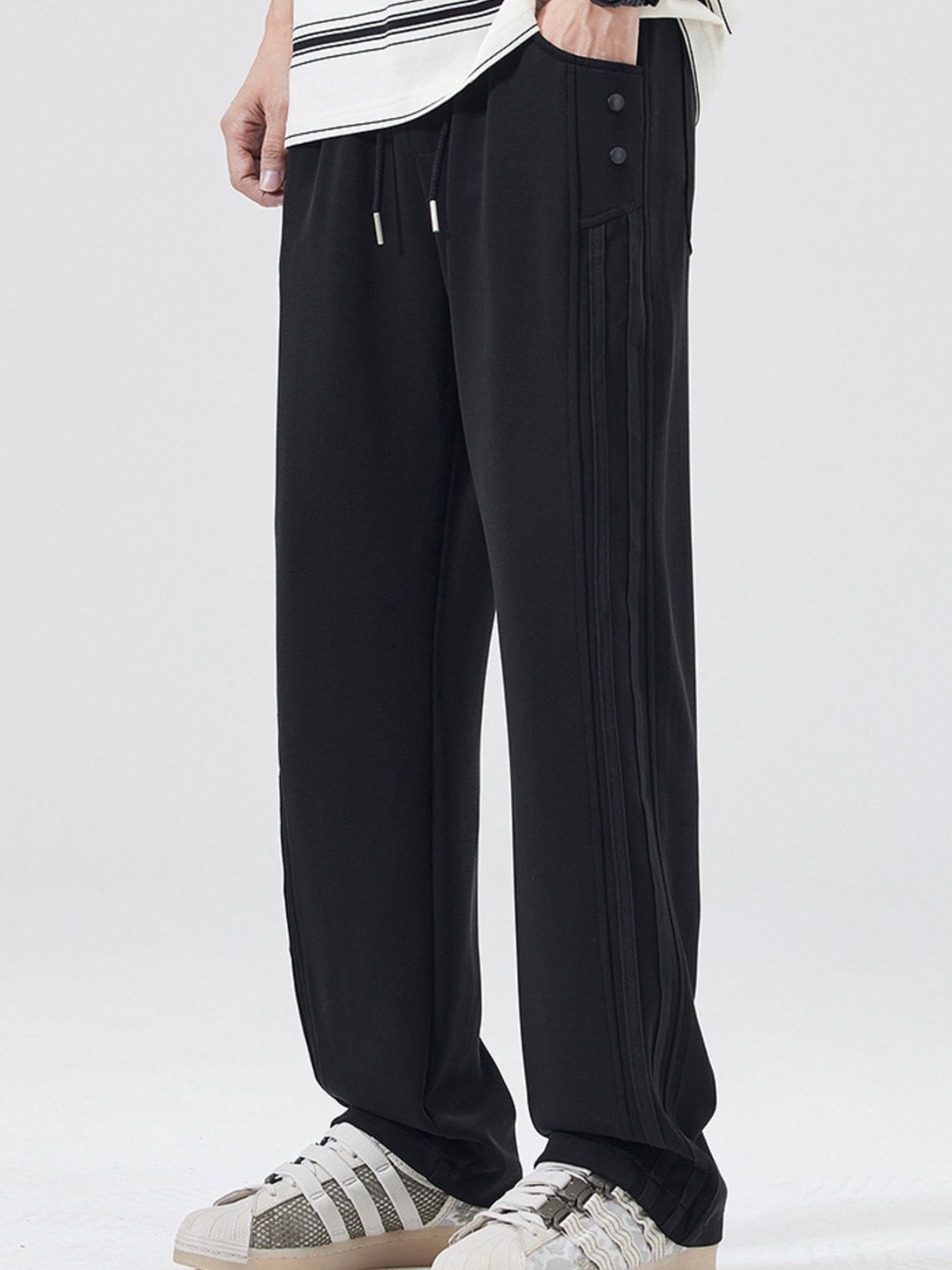 Men's Full Size Drawstring Wide Leg Casual Pants Plus Size