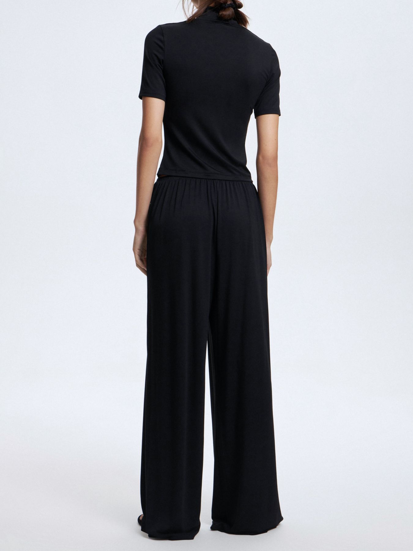 Mock Neck Short Sleeve Top and Pants Set