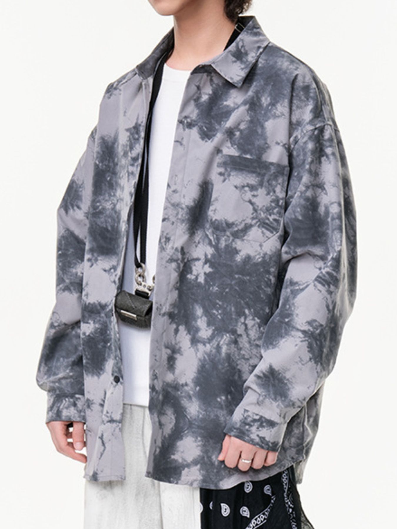 Men's Plus Size Tie-Dye Oversized Button-Up Shirt