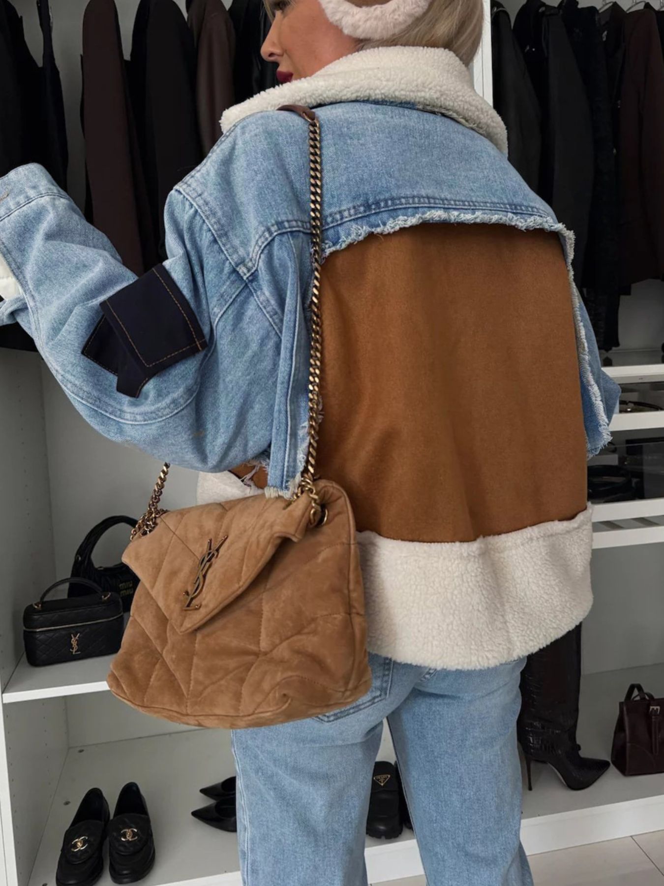 Raw Hem Sherpa Lined Denim Jacket