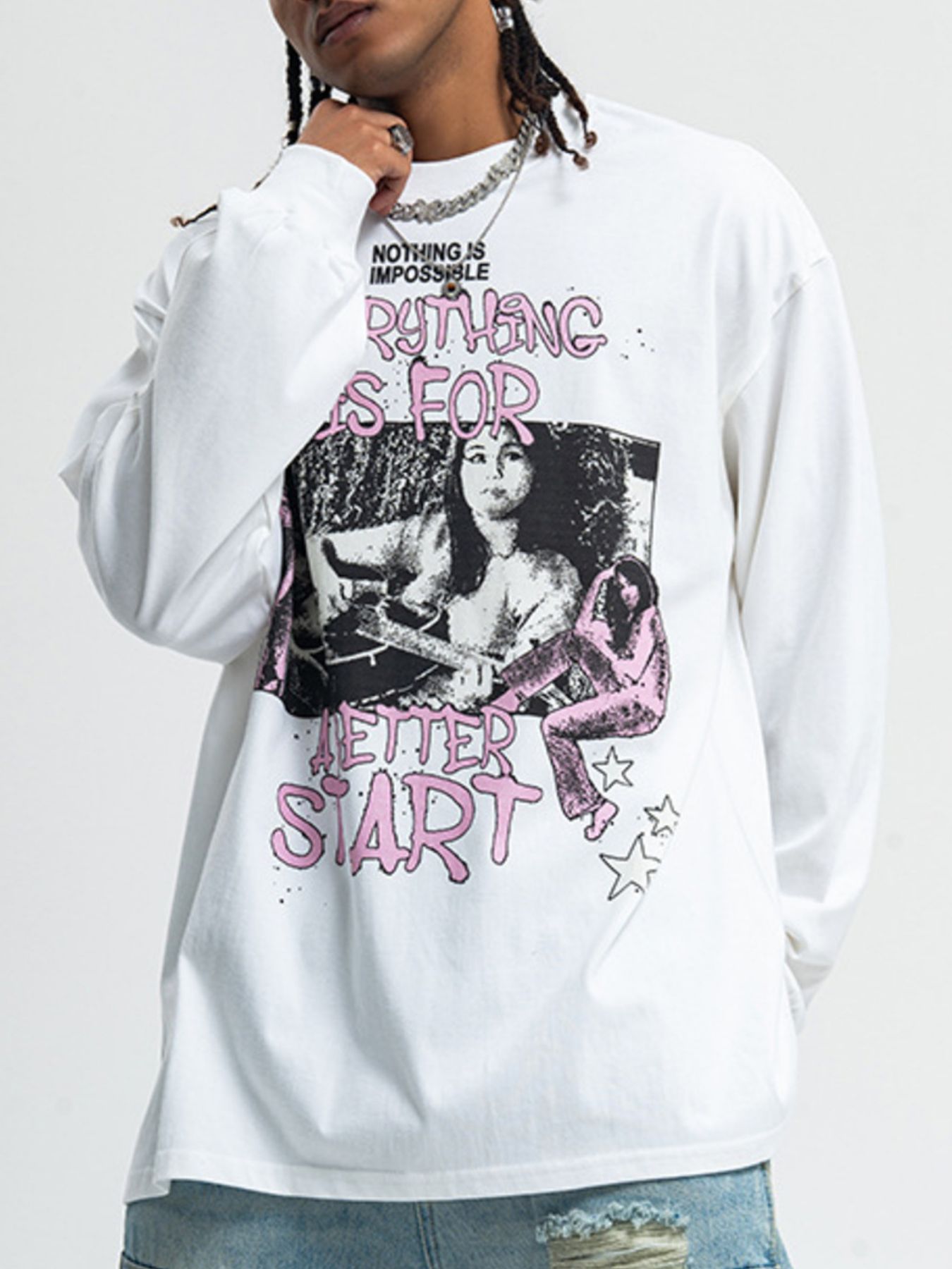 Men's Graphic Round Neck Long Sleeve T-Shirt