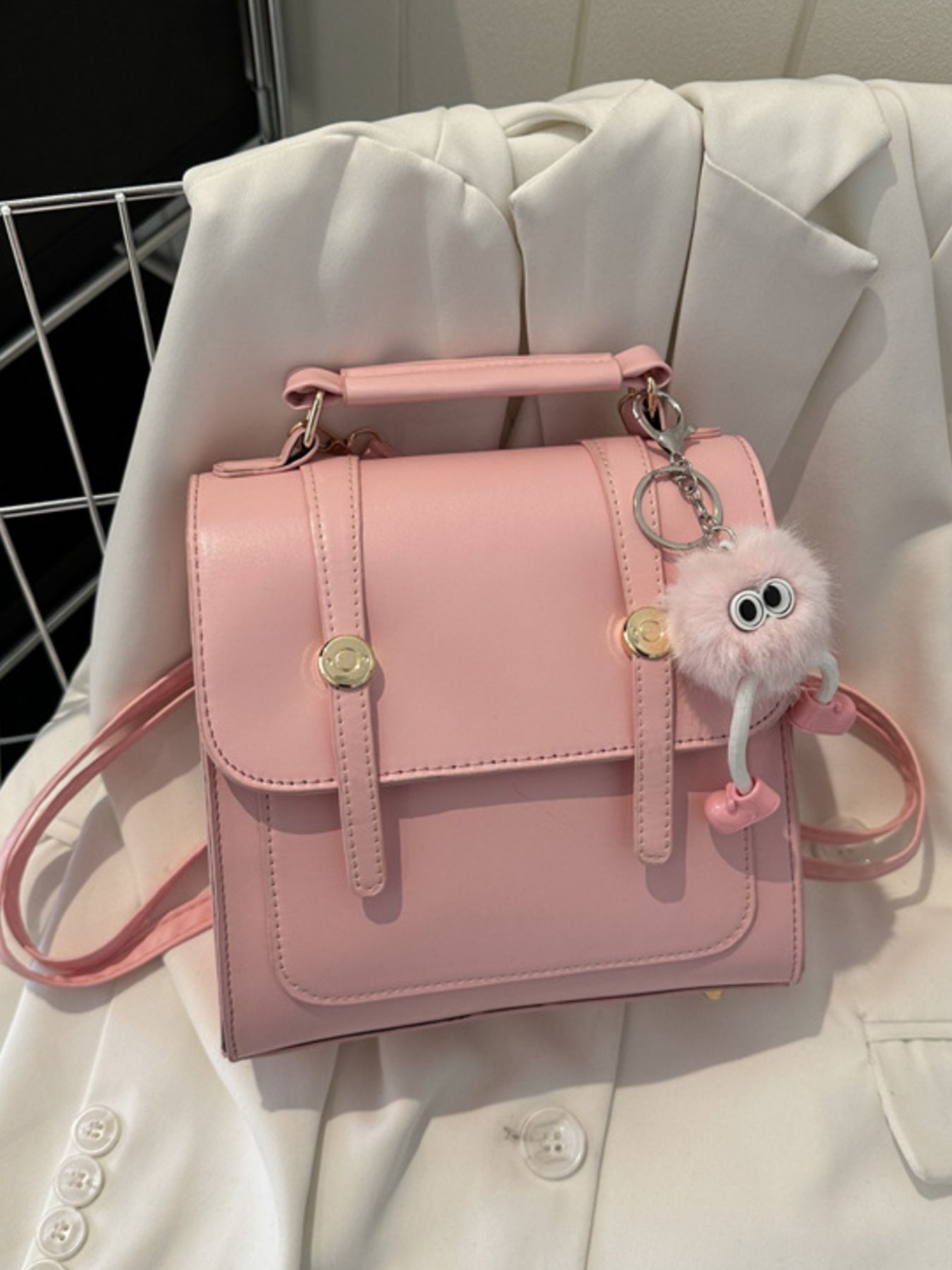 PU Leather Flap Backpack Bag