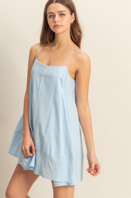 A-Line Flowy Mini Cami Dress with Pockets