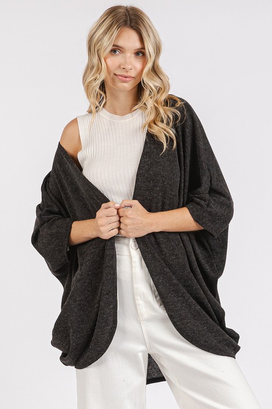 Open Front Batwing Sleeve Cardigan