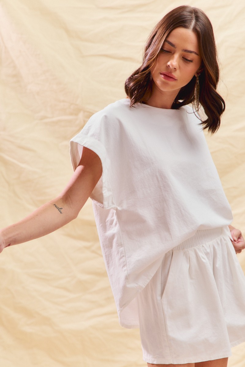 Round Neck Short Sleeve Top and Shorts Set