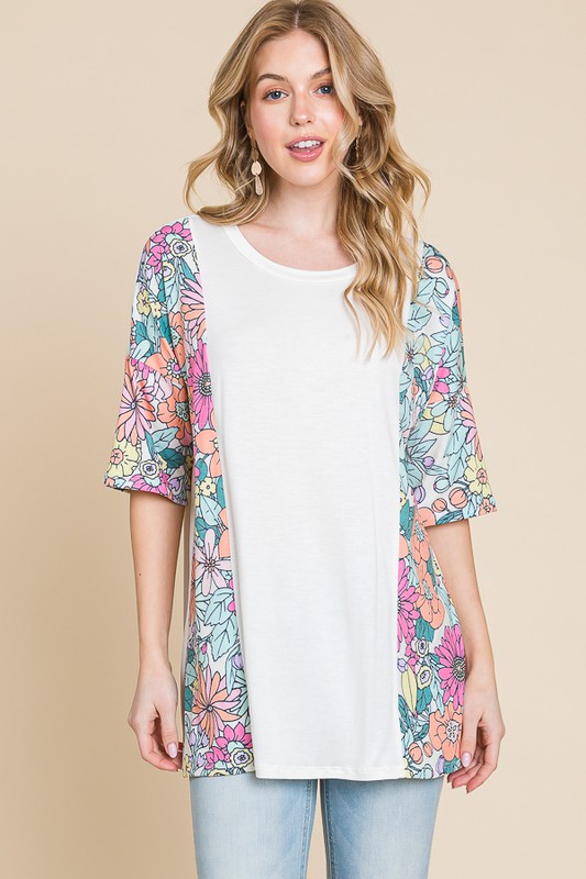 Floral Round Neck Half Sleeve T-Shirt