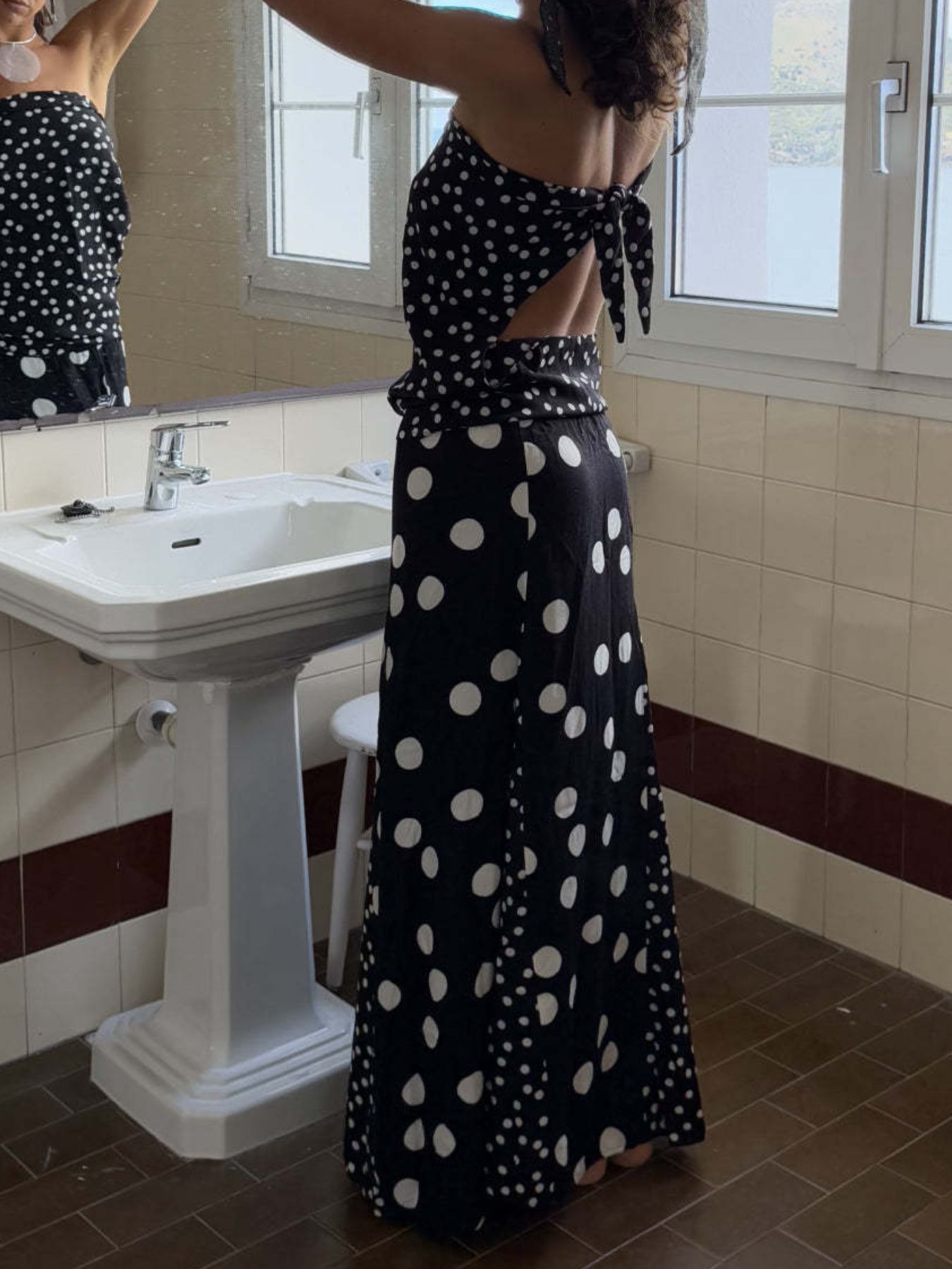 Polka Dot Top and Maxi Skirt Set
