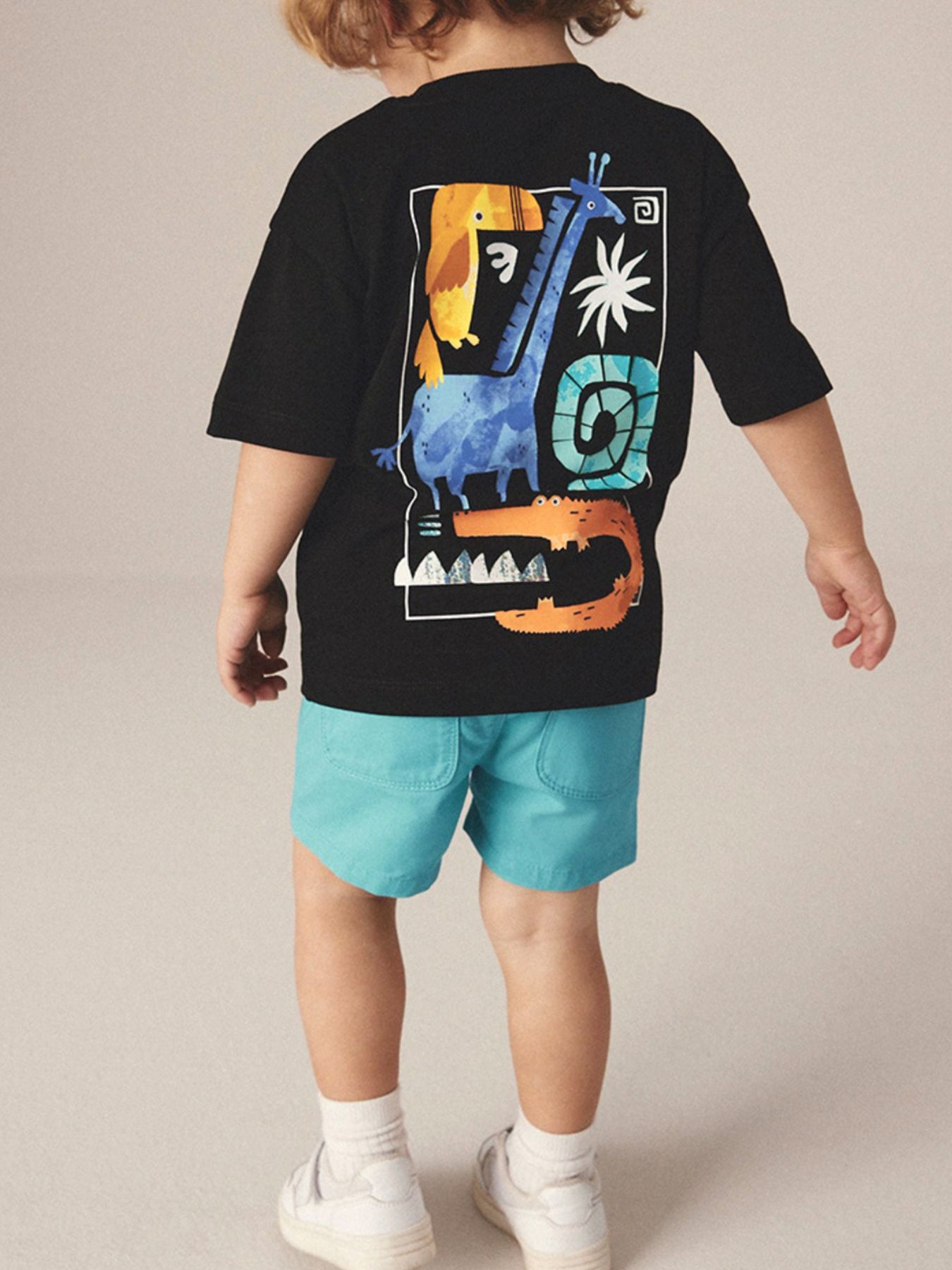 Children's Cartoon Graphic Tee and Shorts Set