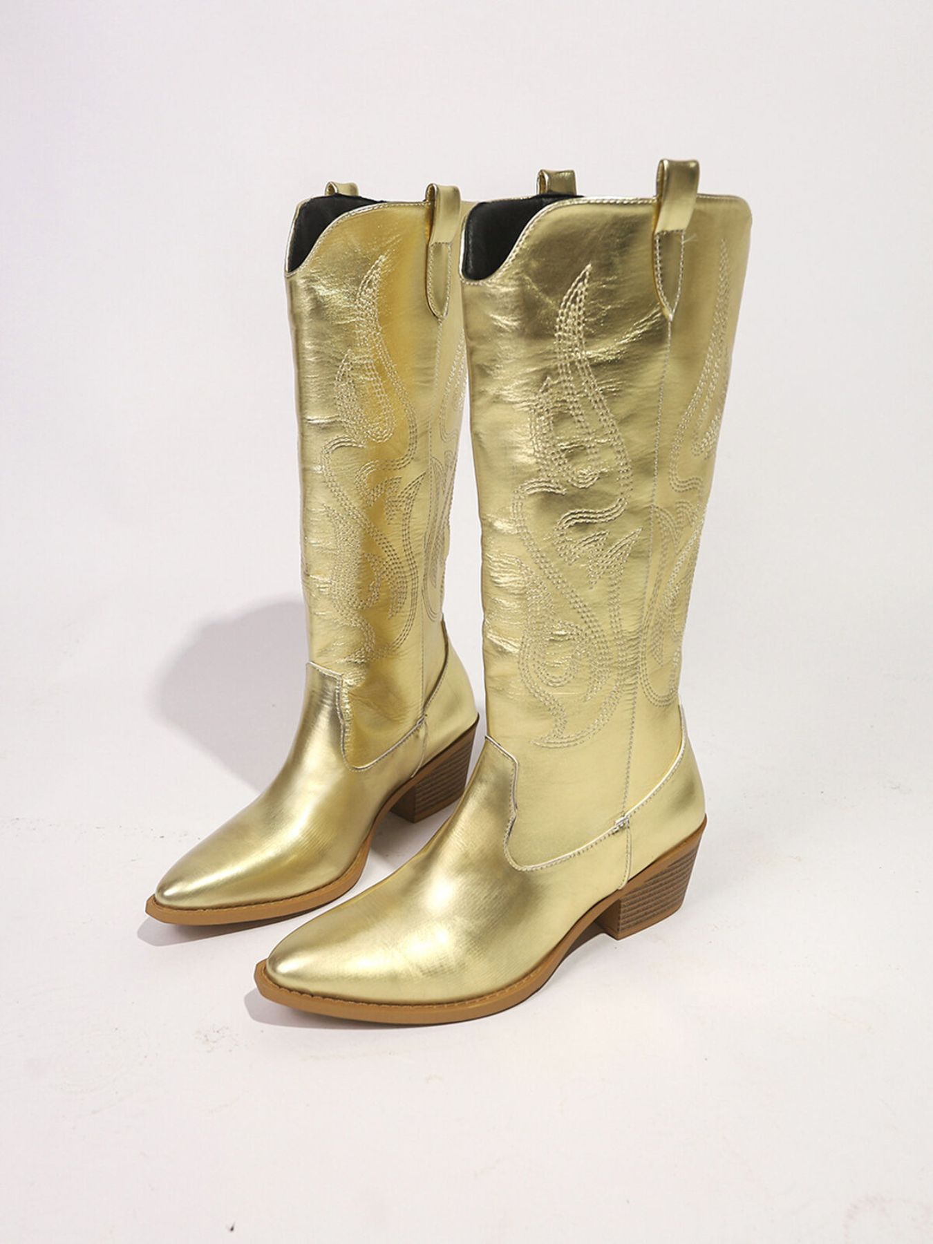 Point Toe Block Heels Boots