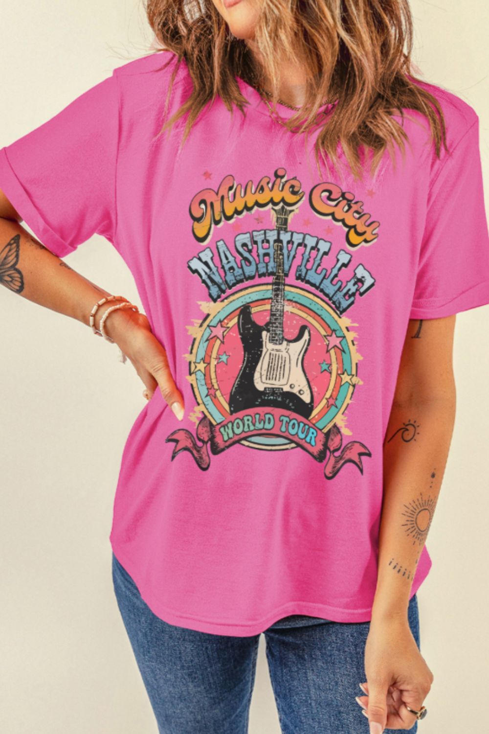 Graphic Round Neck Short Sleeve T-Shirt