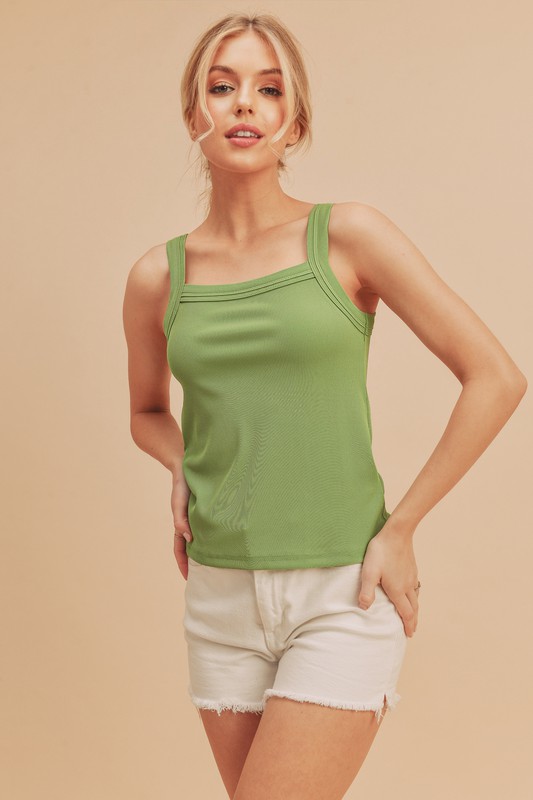 Square Neck Wide Strap Tank