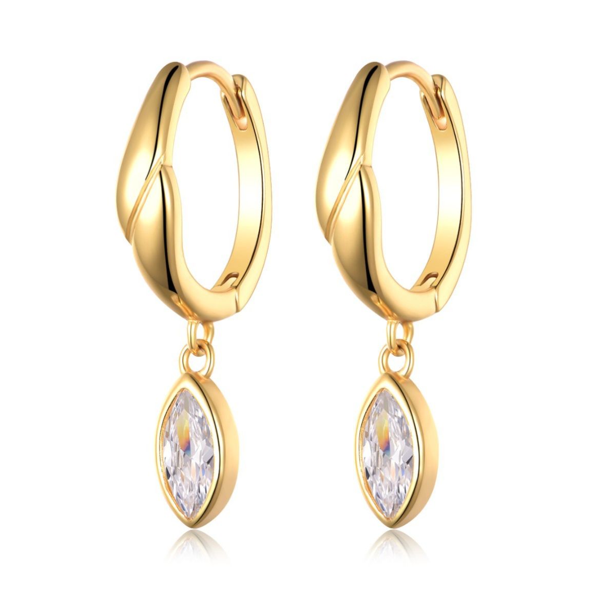 925 Sterling Silver Moissanite Hoop Drop Earrings