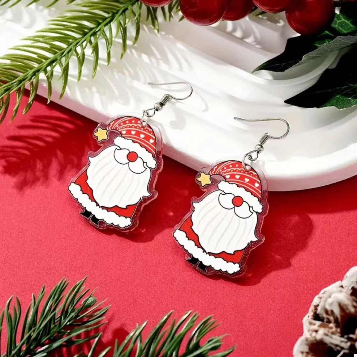 Christmas Santa Claus Dangle Earrings
