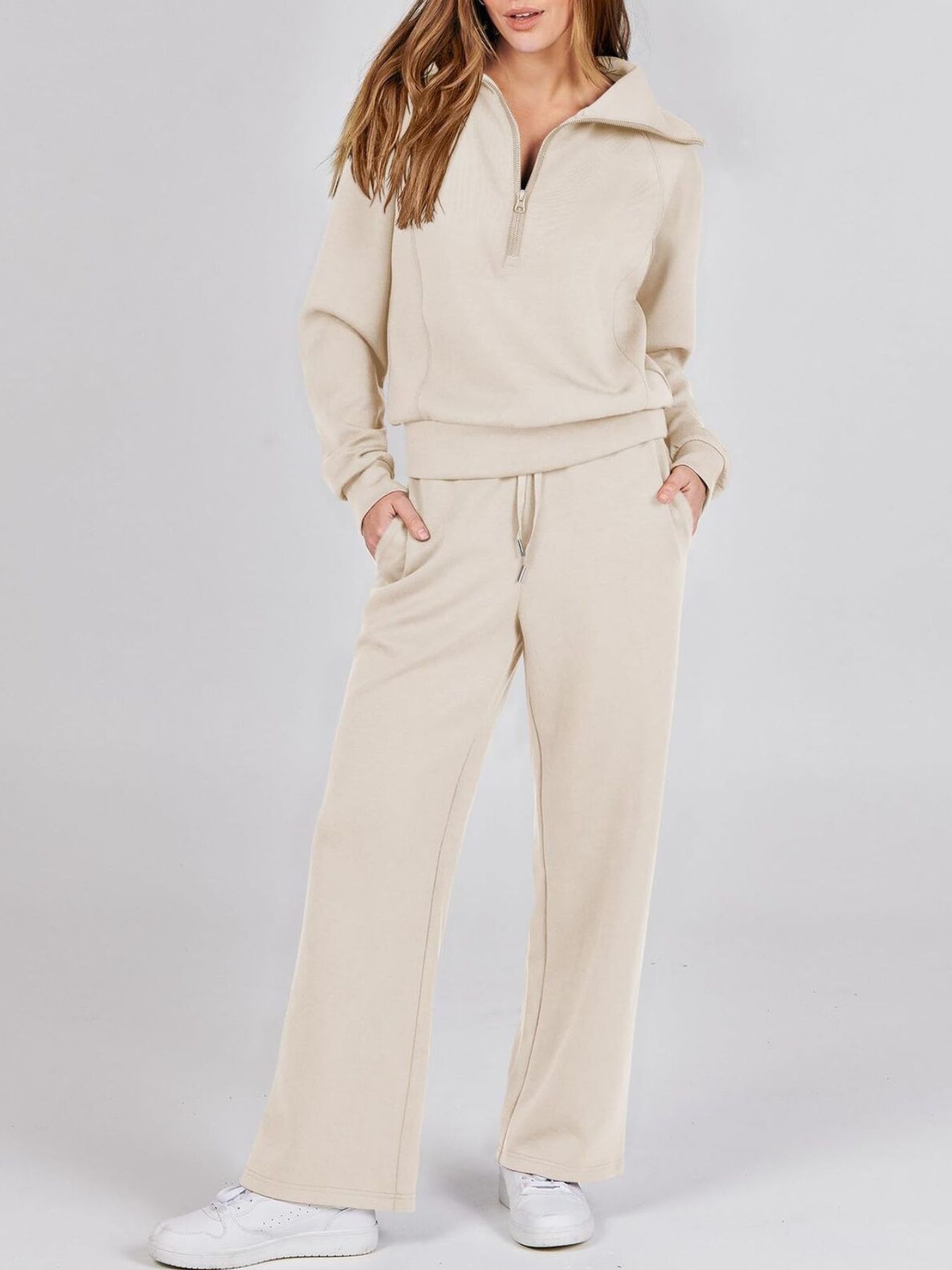 Half Zip Sweatshirt and Pants Set