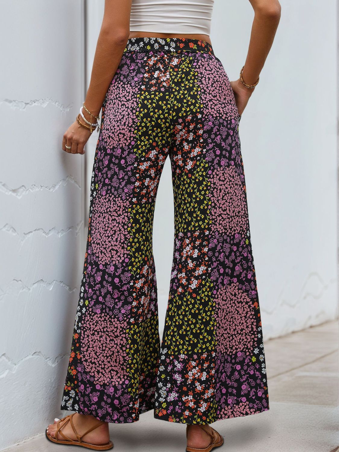 Floral High Rise Wide Leg Pants