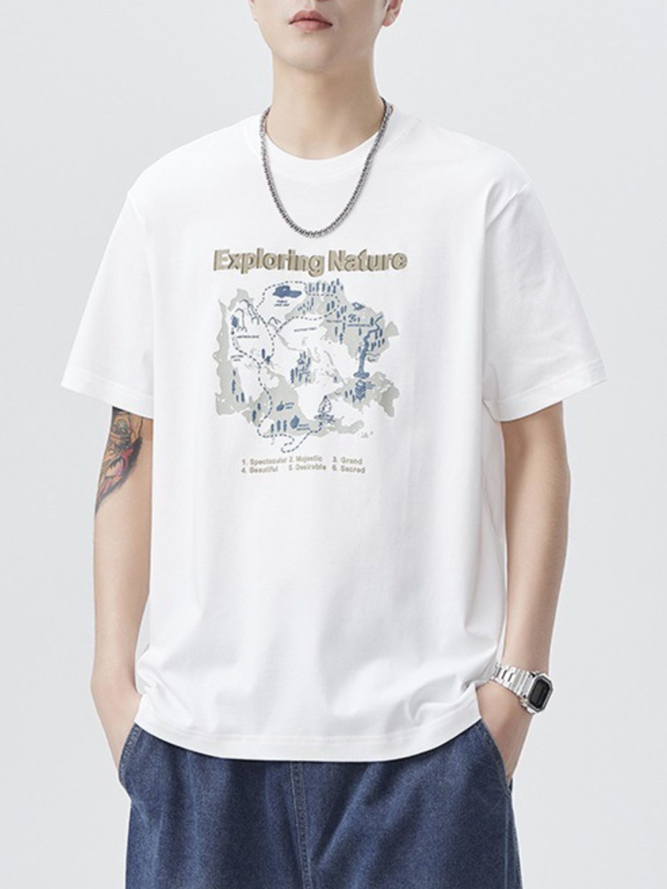 Men's Plus Size Graphic Round Neck Short Sleeve T-Shirt